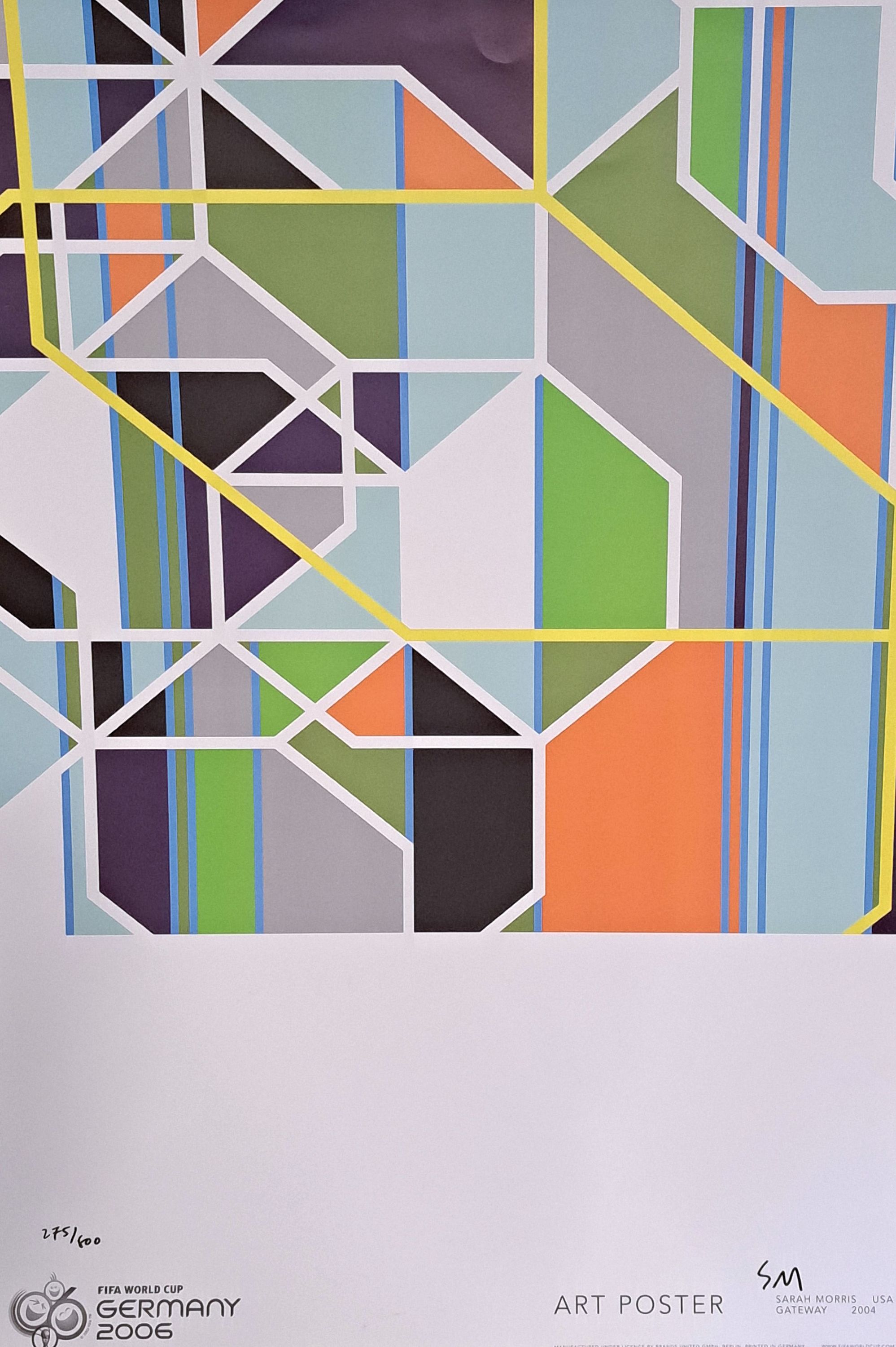 Detail k: Sarah Morris, geb. 1967 Kent, Offsetdruck, "Gateway" (2004), Art-Poster im Rahmen der FIFA WM 2006 in Deutschland, händisch monogrammiert ...