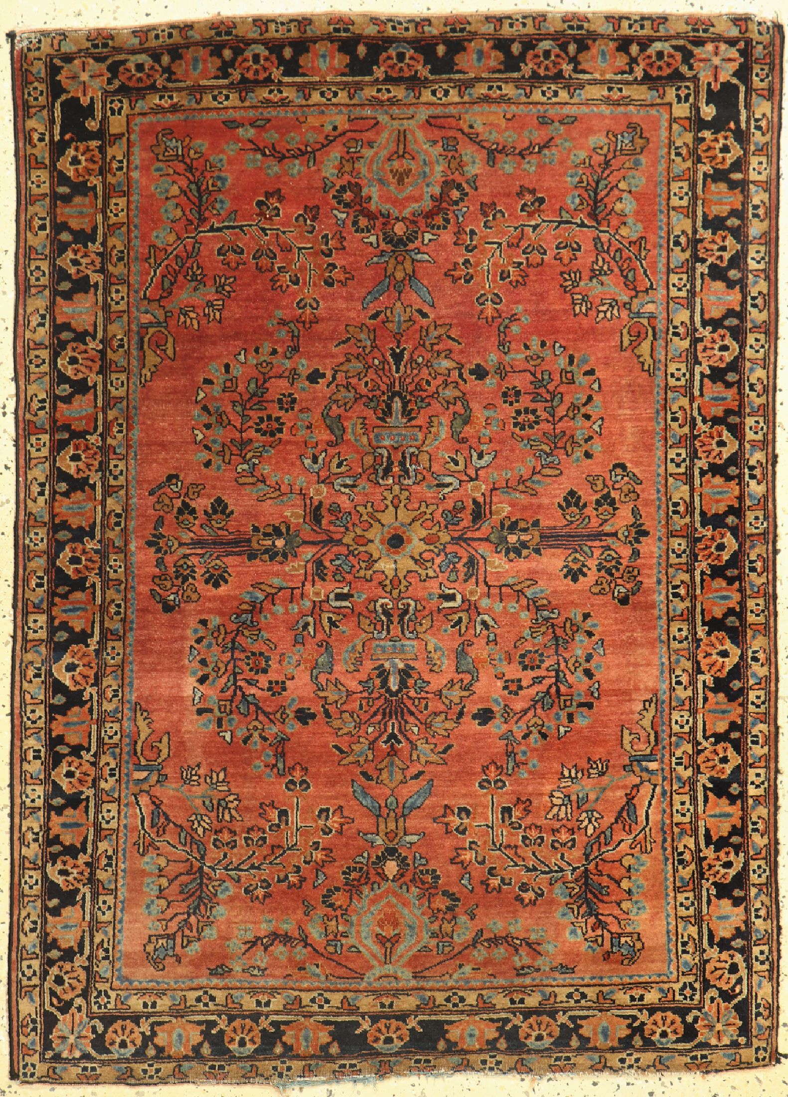 Us Re-Import Sarogh antik, Persien, um 1900, Wolle auf Baumwolle, ca. 145 x 105 cm, EHZ: 3(Morsch)