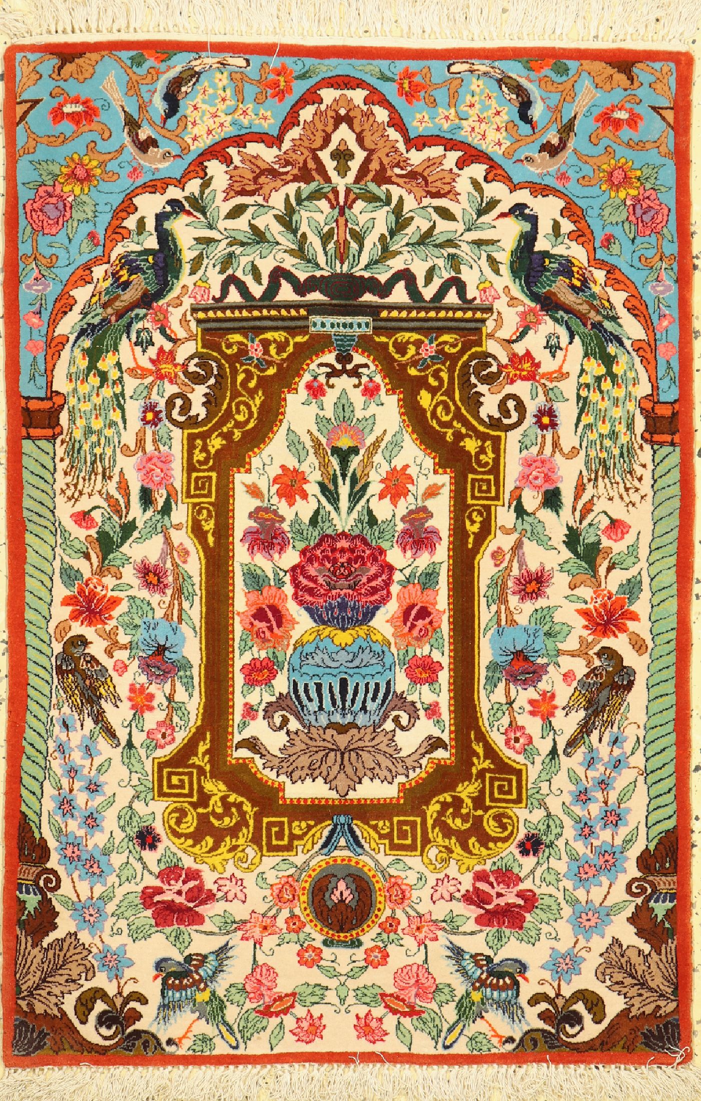 Esfahan fein, Persien, ca. 50 Jahre, Korkwolle auf Seide, ca. 105 x 70 cm, ca. 1,0 Mio. Kn/qm, EHZ: 1(gebraucht)