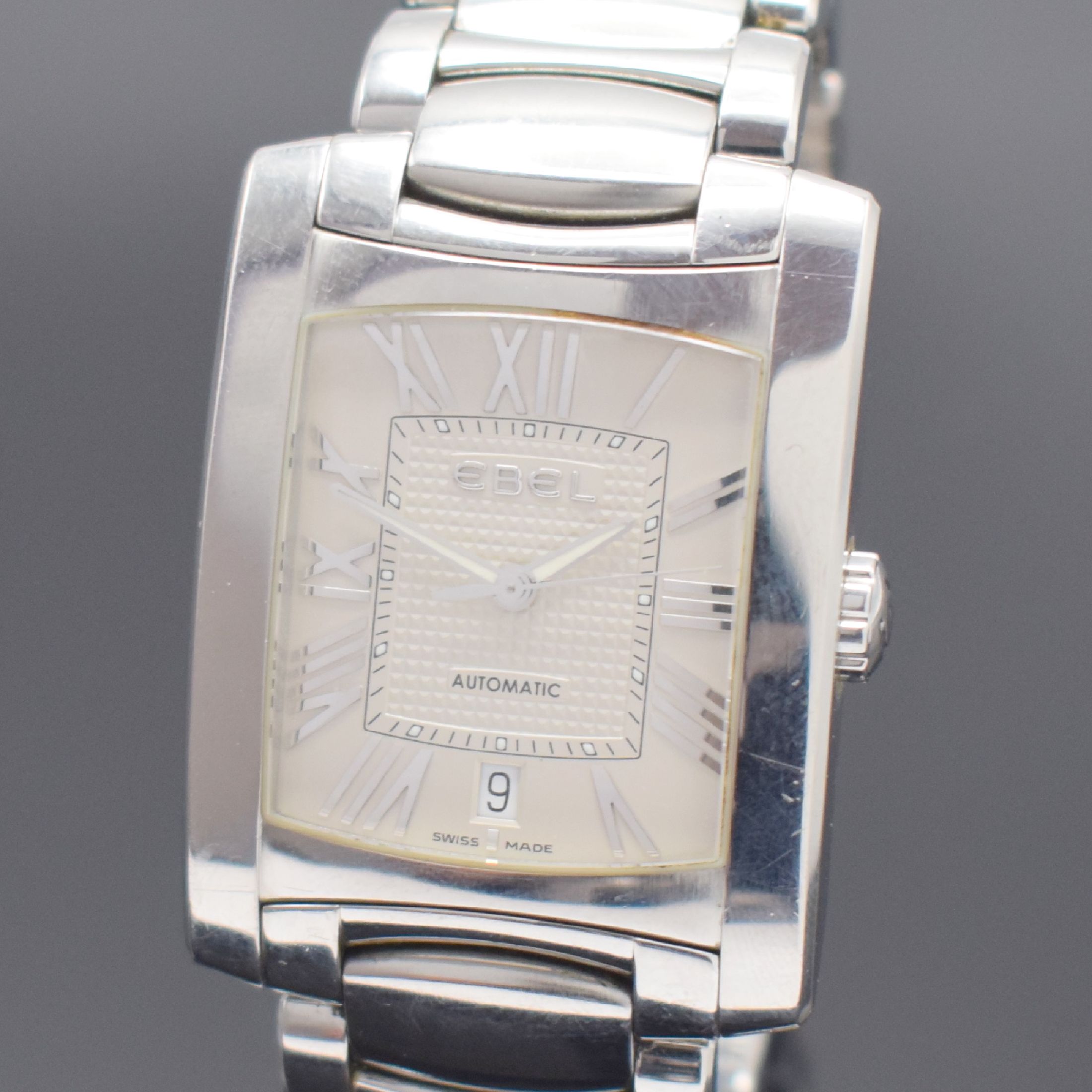 Detail a: EBEL Armbanduhr Brasilia Referenz 912M41, Automatik, Edelstahlgeh. inkl. Gliederband m. dopp. Faltschl., Boden 4-fach verschr., silb. Zifferbl. m. ...