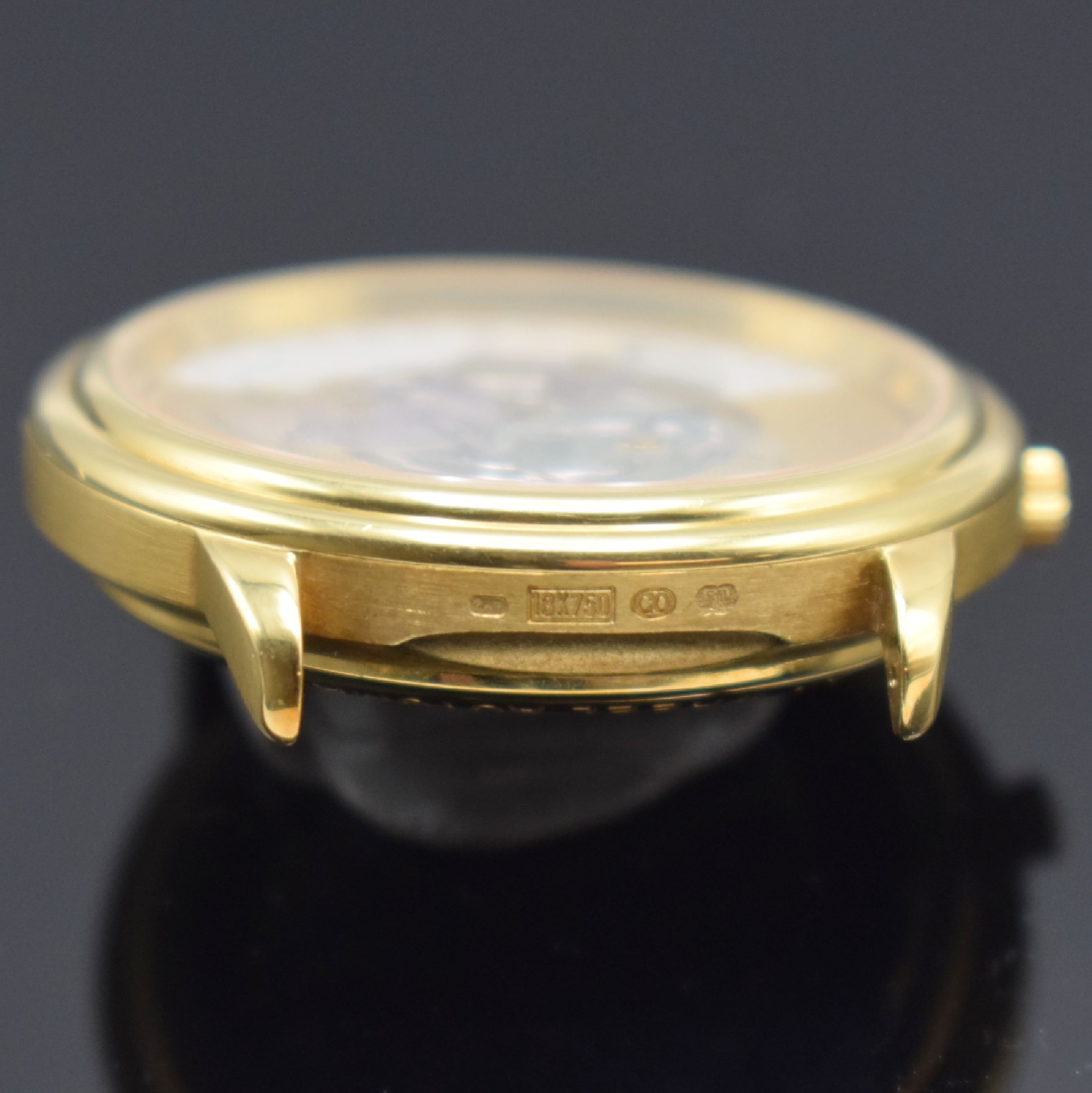 Detail l: AUDEMARS PIGUET seltene & außergewöhnliche Herrenarmbanduhr Star Wheel in GG 750/000, Automatik, Schweiz um 1995, beids. vergl. Geh., Boden & ...