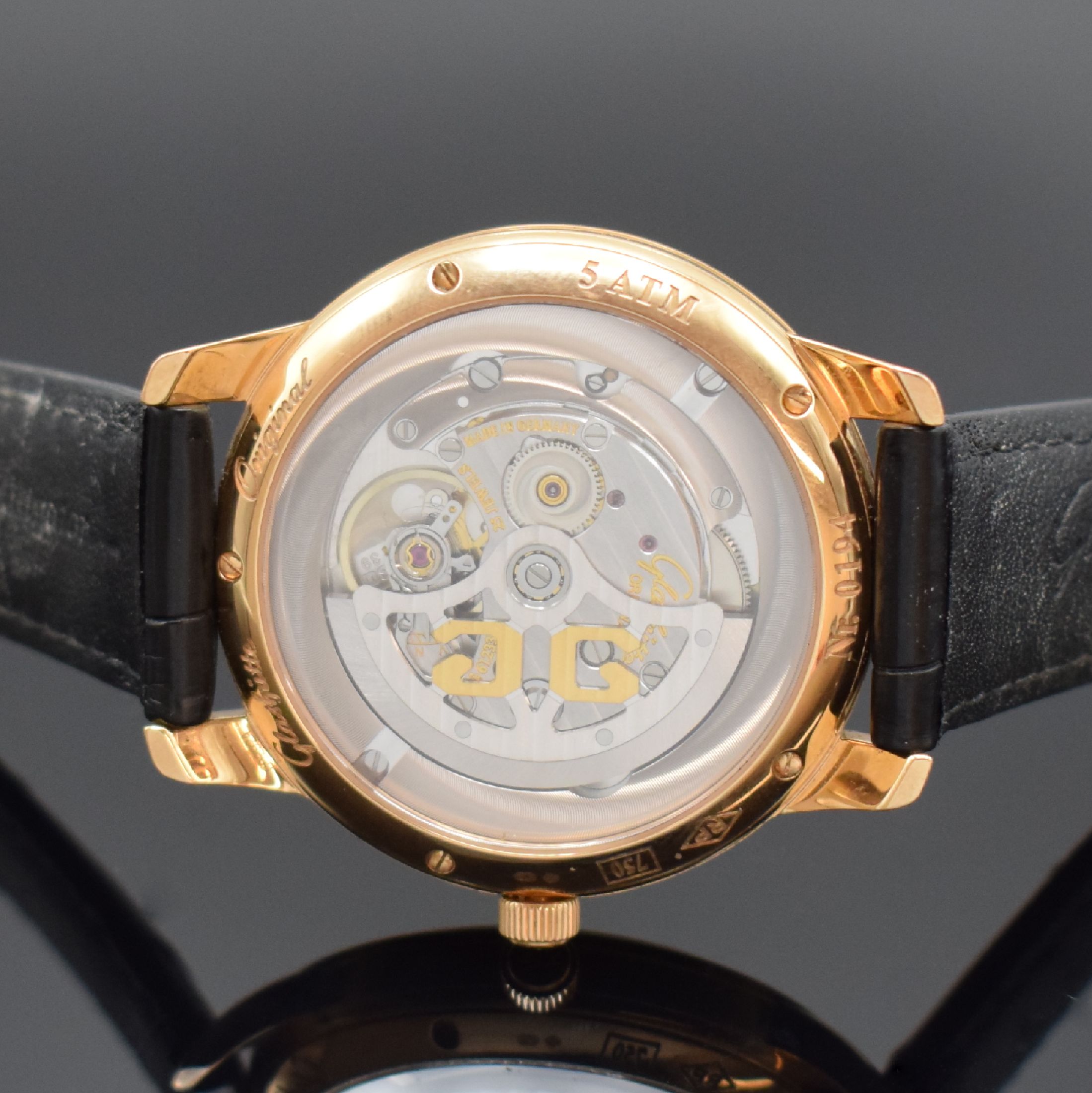 Detail f: GLASHÜTTE ORIGINAL Senator Herrenarmbanduhr in RoseG 750/000 Referenz 39-59-01-05-04, Deutschland um 2013, Automatik, großes beids. vergl. Geh., ...