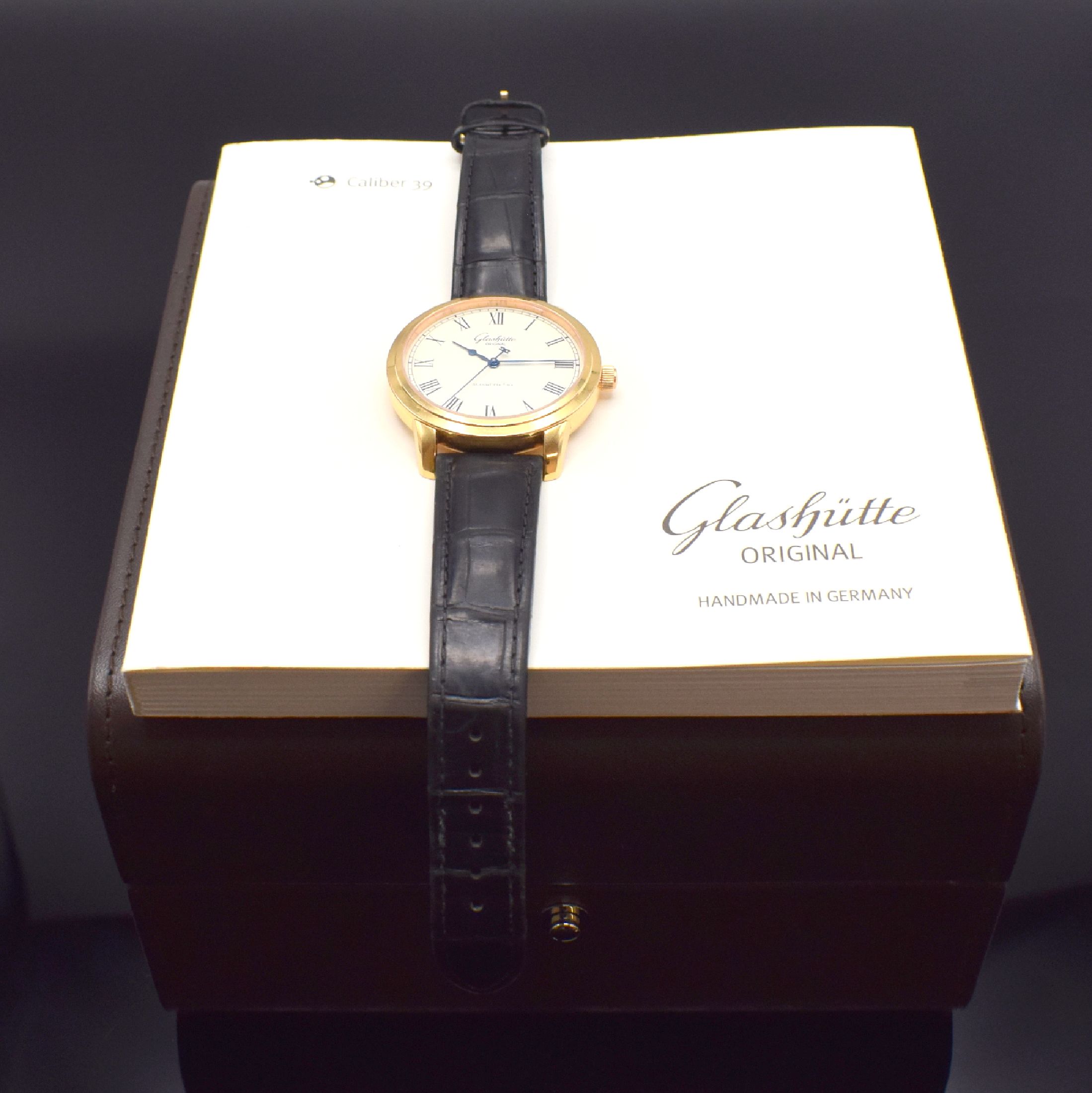 Detail g: GLASHÜTTE ORIGINAL Senator Herrenarmbanduhr in RoseG 750/000 Referenz 39-59-01-05-04, Deutschland um 2013, Automatik, großes beids. vergl. Geh., ...