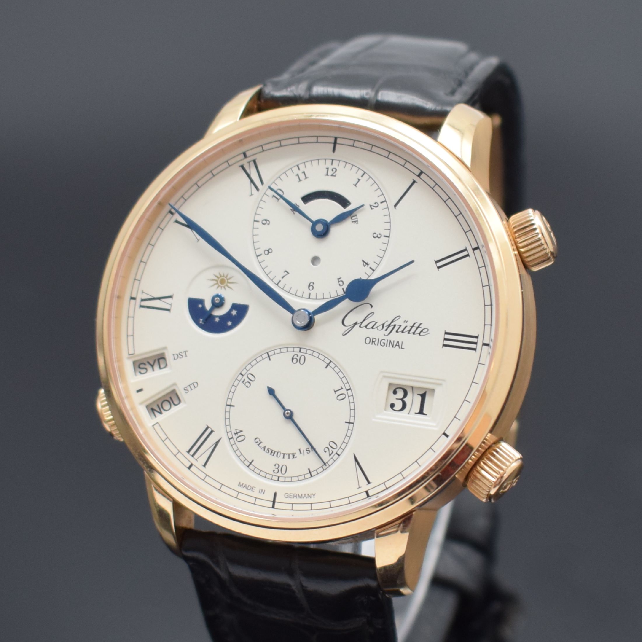 Detail a: GLASHÜTTE ORIGINAL Senator Cosmopolite große Herrenarmbanduhr in RoséG 750/000 Referenz 18902010530, Deutschland verk. lt. beil. Pap. 07/2019, ...