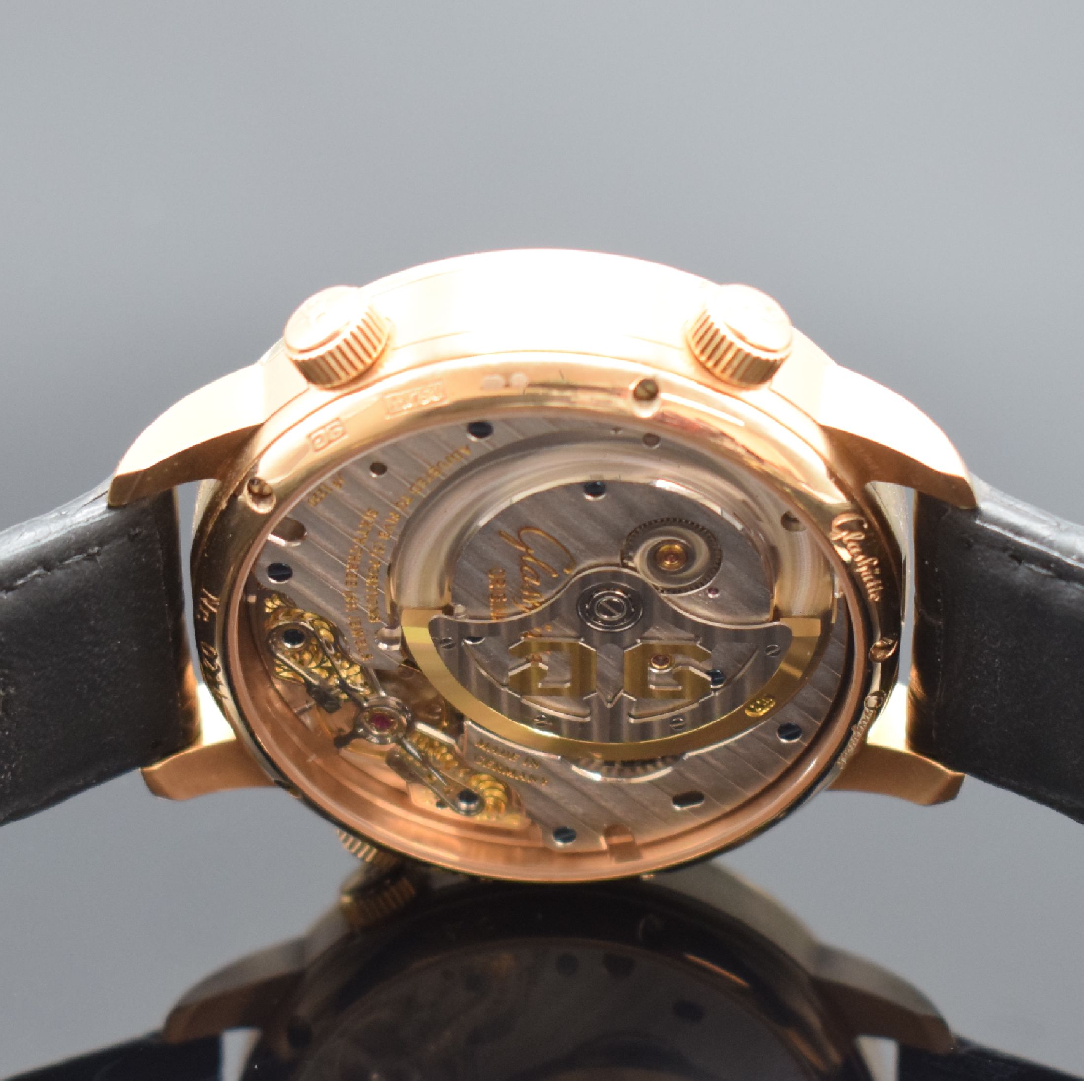 Detail e: GLASHÜTTE ORIGINAL Senator Cosmopolite große Herrenarmbanduhr in RoséG 750/000 Referenz 18902010530, Deutschland verk. lt. beil. Pap. 07/2019, ...