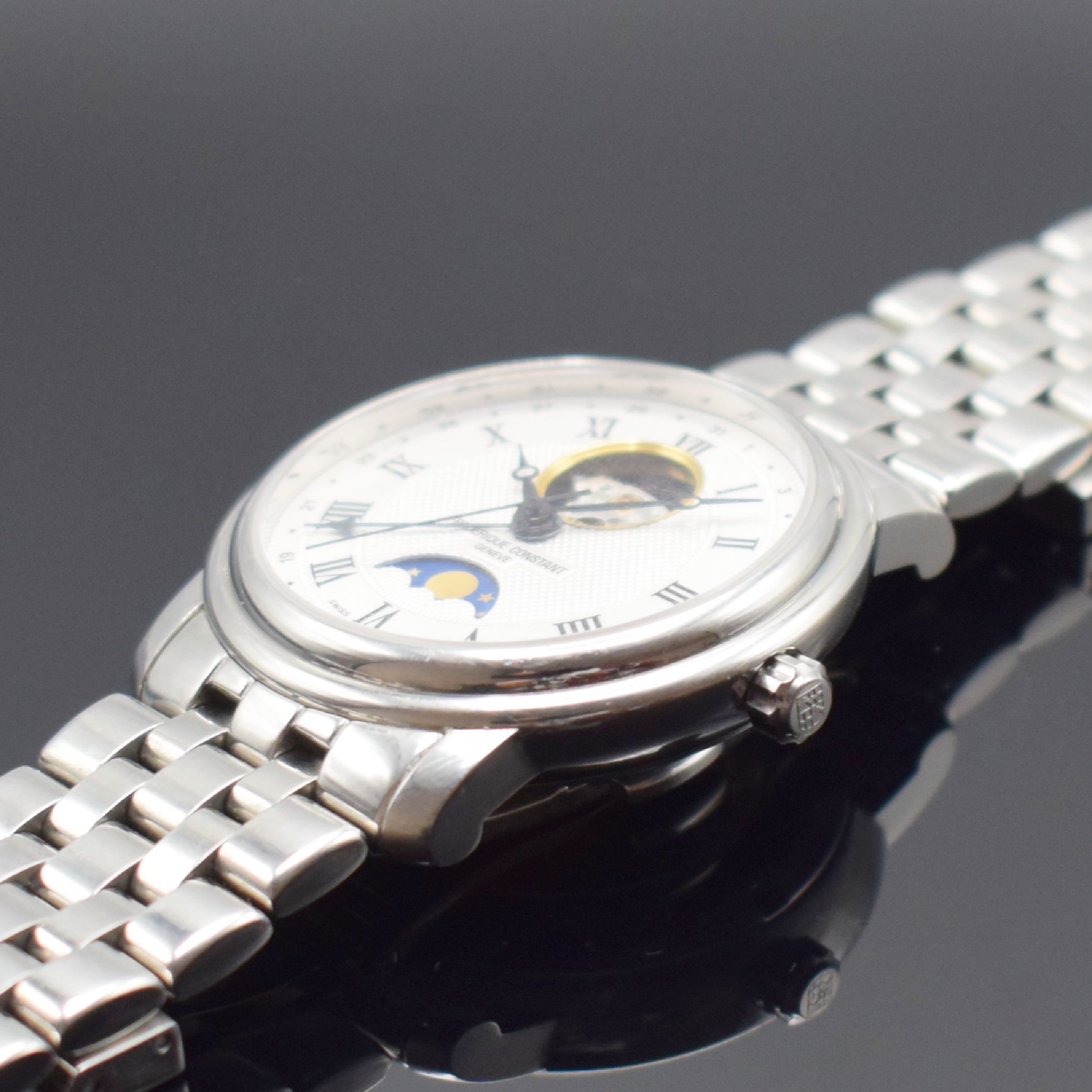 Detail c: FREDERIQUE CONSTANT Herrenarmbanduhr Classic Heart Beat Moonphase Referenz FC- 330/335X4P4/5/6, Automatik, Schweiz um 2015, Edelstahlgeh. inkl. ...