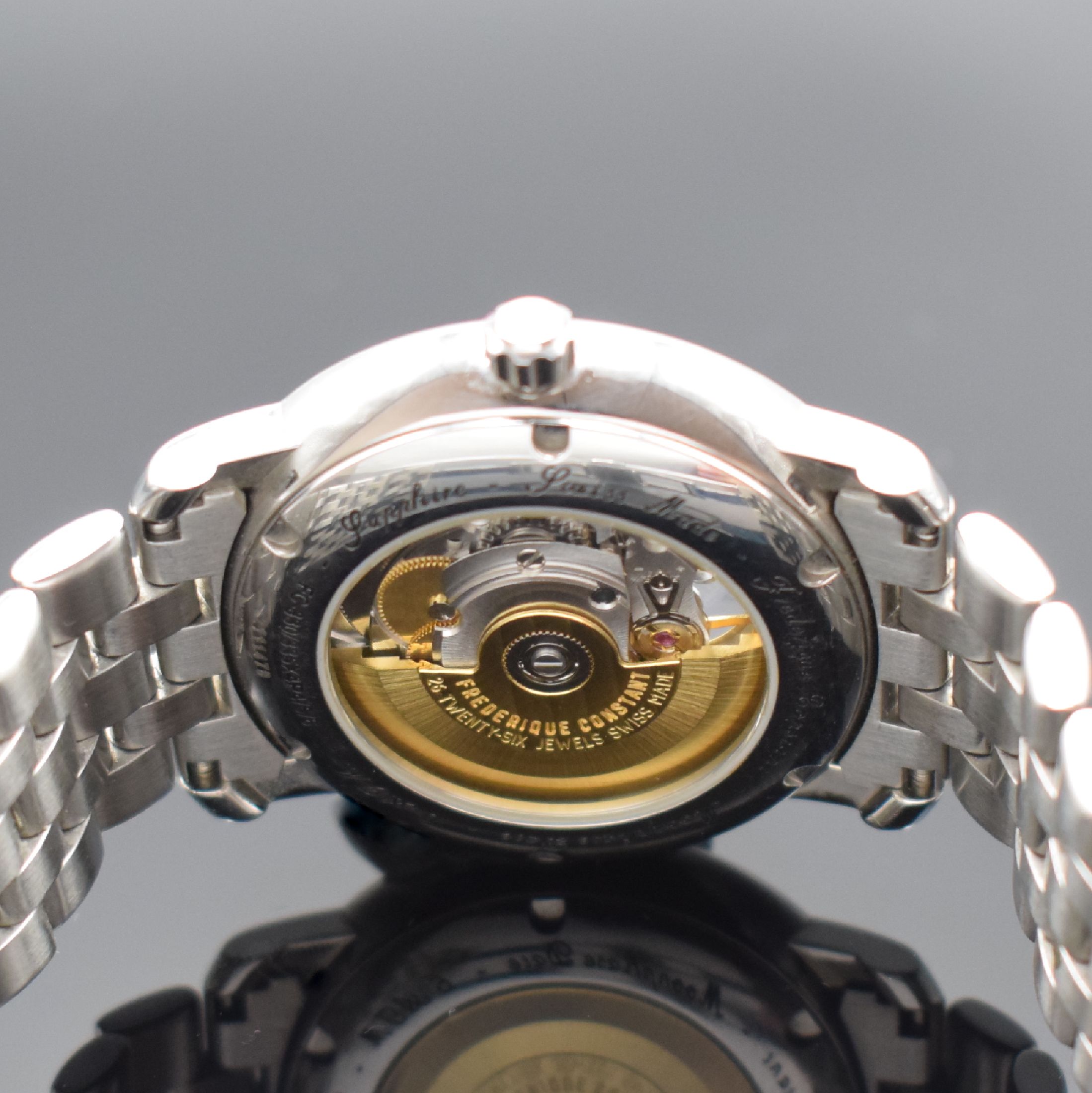 Detail d: FREDERIQUE CONSTANT Herrenarmbanduhr Classic Heart Beat Moonphase Referenz FC- 330/335X4P4/5/6, Automatik, Schweiz um 2015, Edelstahlgeh. inkl. ...