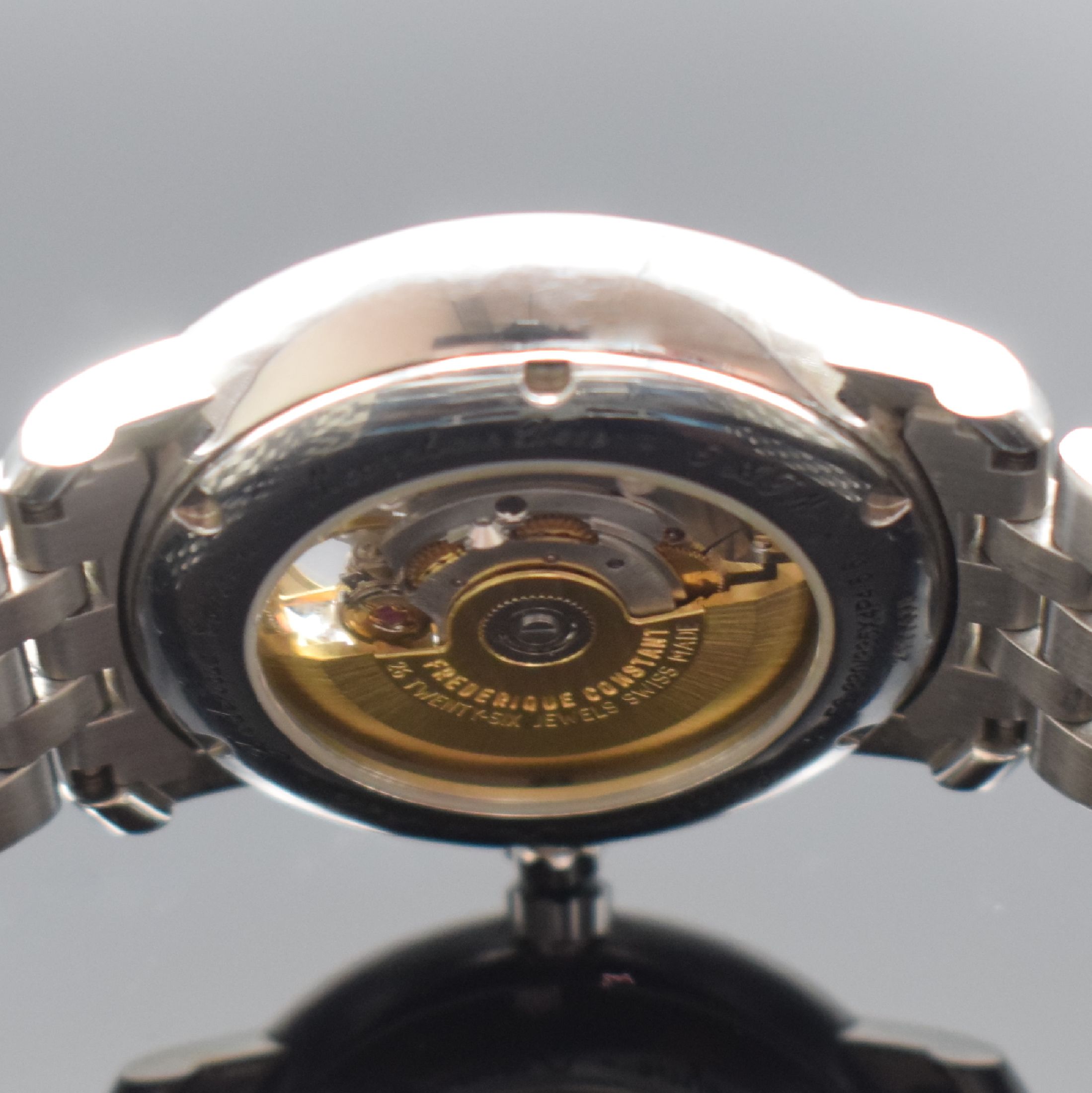 Detail e: FREDERIQUE CONSTANT Herrenarmbanduhr Classic Heart Beat Moonphase Referenz FC- 330/335X4P4/5/6, Automatik, Schweiz um 2015, Edelstahlgeh. inkl. ...