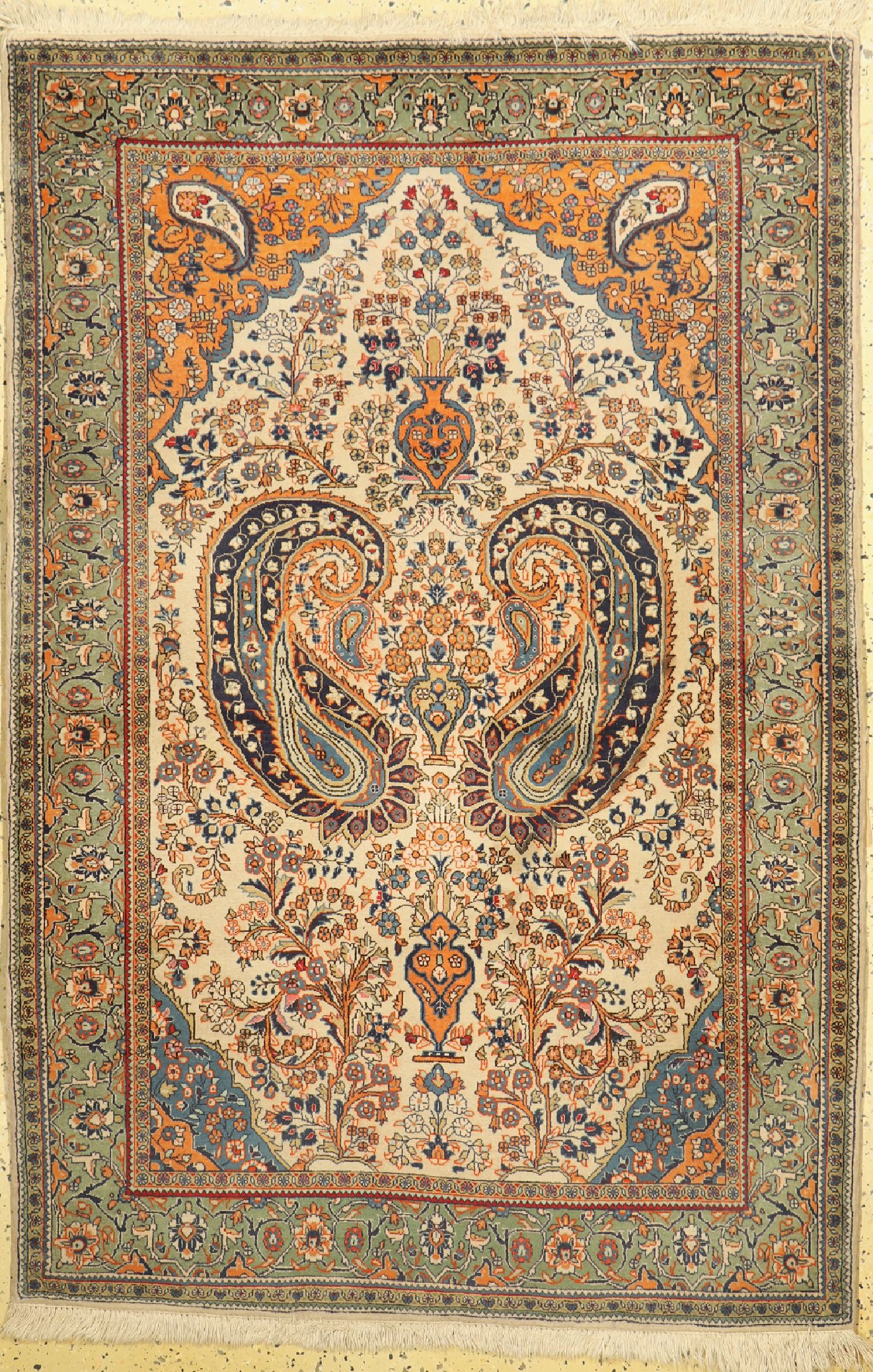 Ghiasabad fein, Persien, um 1960, Korkwolleauf Baumwolle, ca. 166 x 110 cm, fleckig, EHZ:1-2