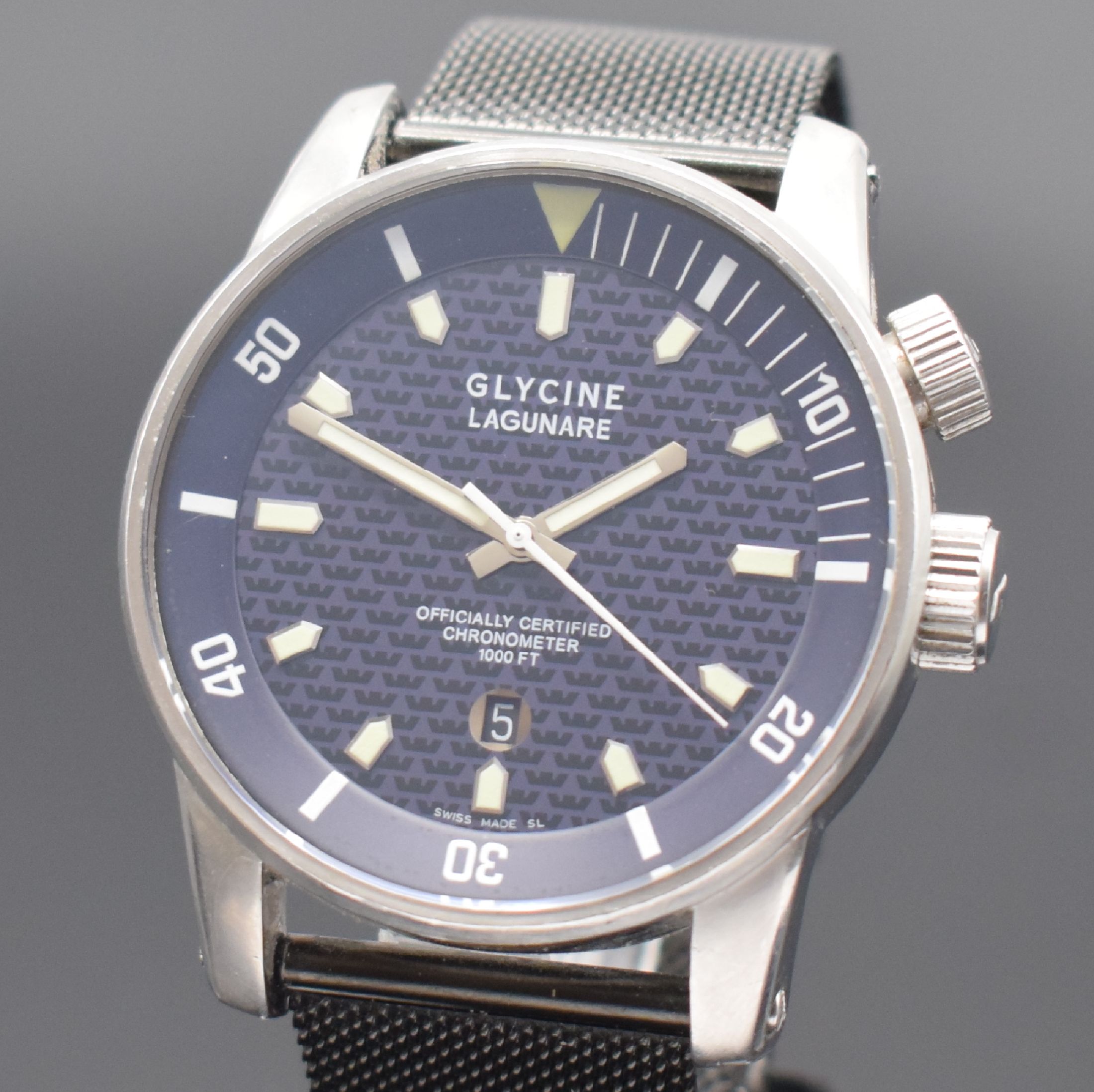Detail a: GLYCINE Herrenarmbanduhr Modell Lagunare LCC 1000 Referenz 3844, Automatik, Chronometer in Edelstahl inkl. neutr. Band, Boden & Kronen verschr., ab ...