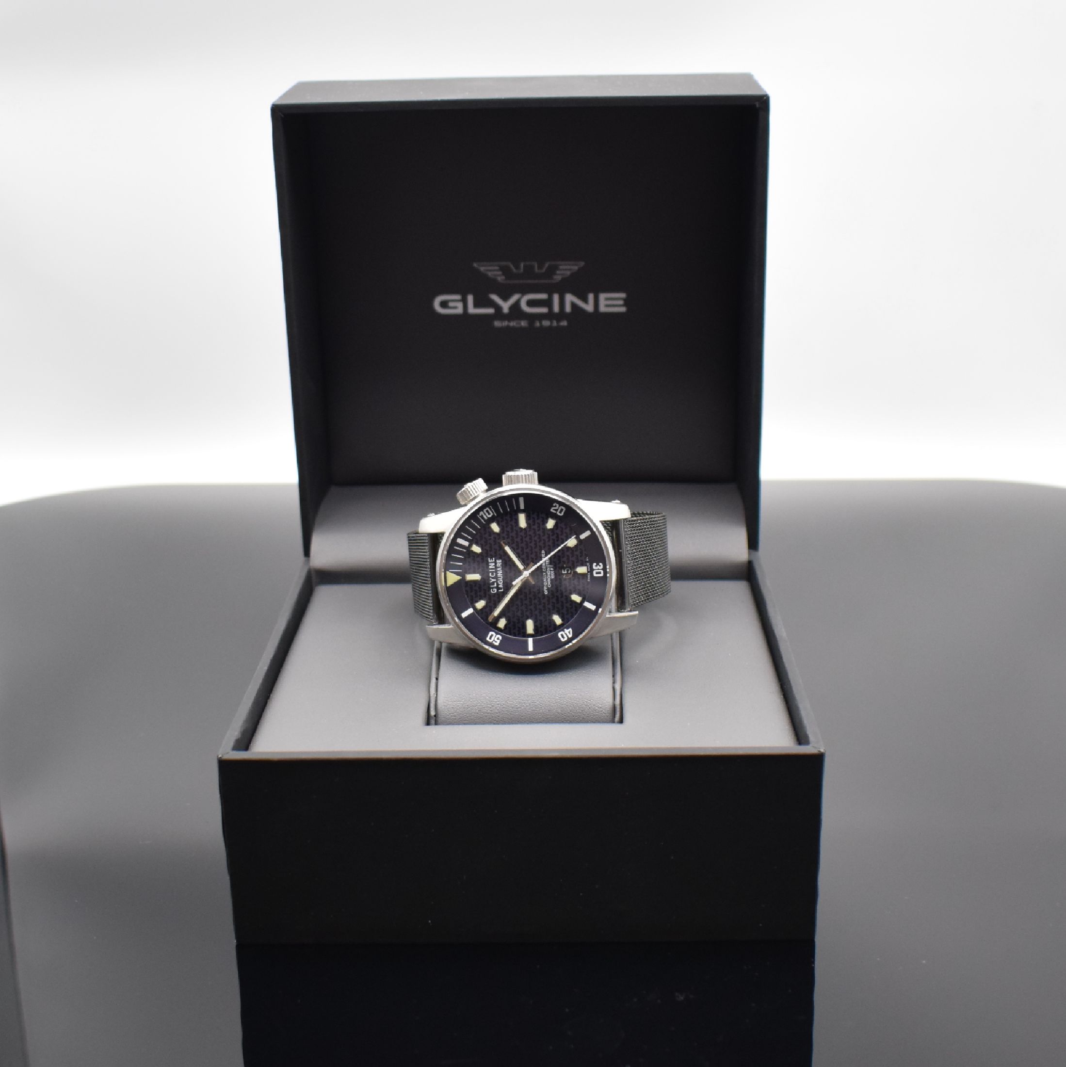 Detail d: GLYCINE Herrenarmbanduhr Modell Lagunare LCC 1000 Referenz 3844, Automatik, Chronometer in Edelstahl inkl. neutr. Band, Boden & Kronen verschr., ab ...
