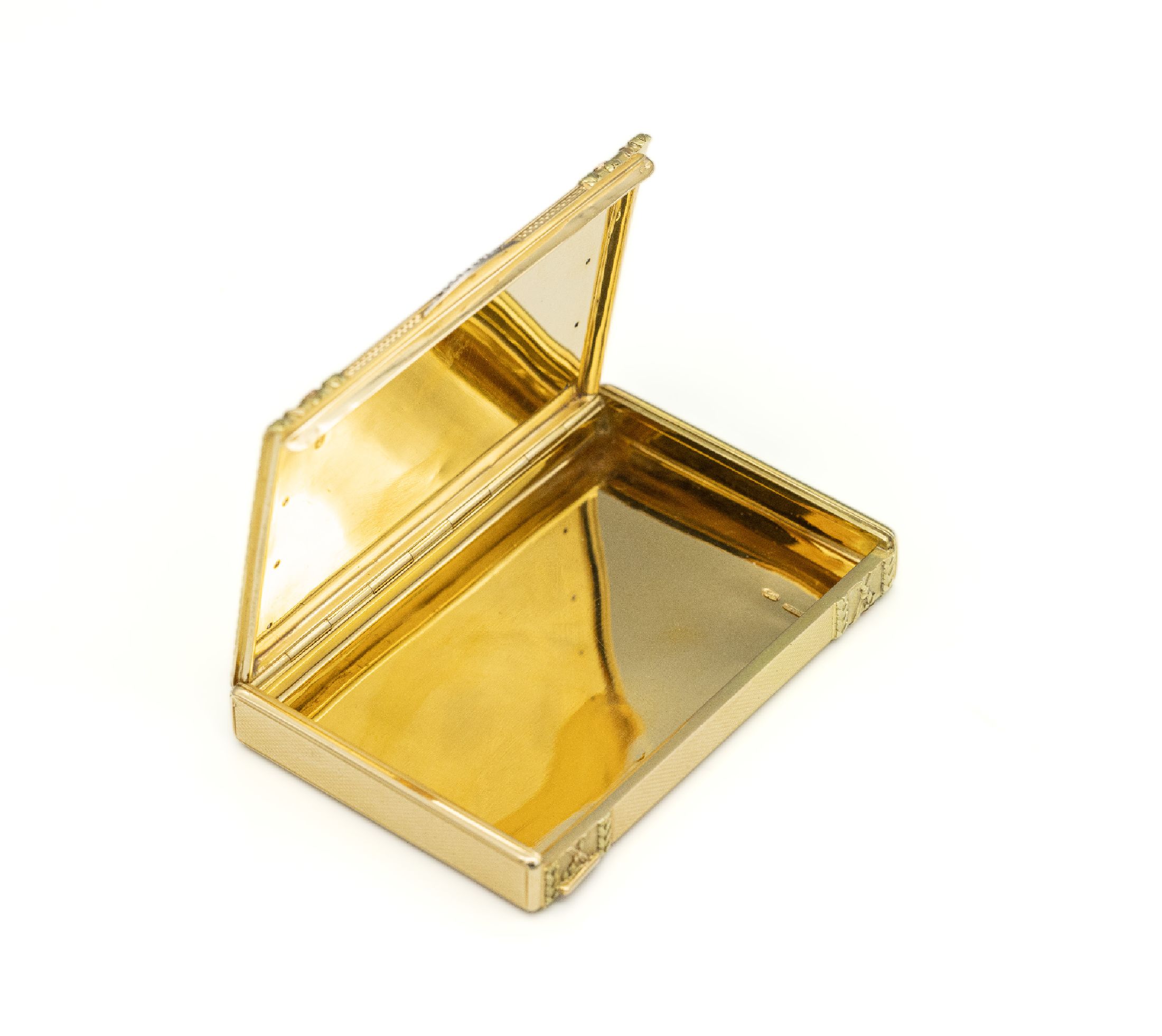 Detail b: 14 kt Gold FABERGE Zigaretten Etui/Tabatiere, GG/RG/GrünG 583/000, Russland/St. Petersburg 1890-1896, rechteckig mit abgerundeten Ecken und Kanten, ...