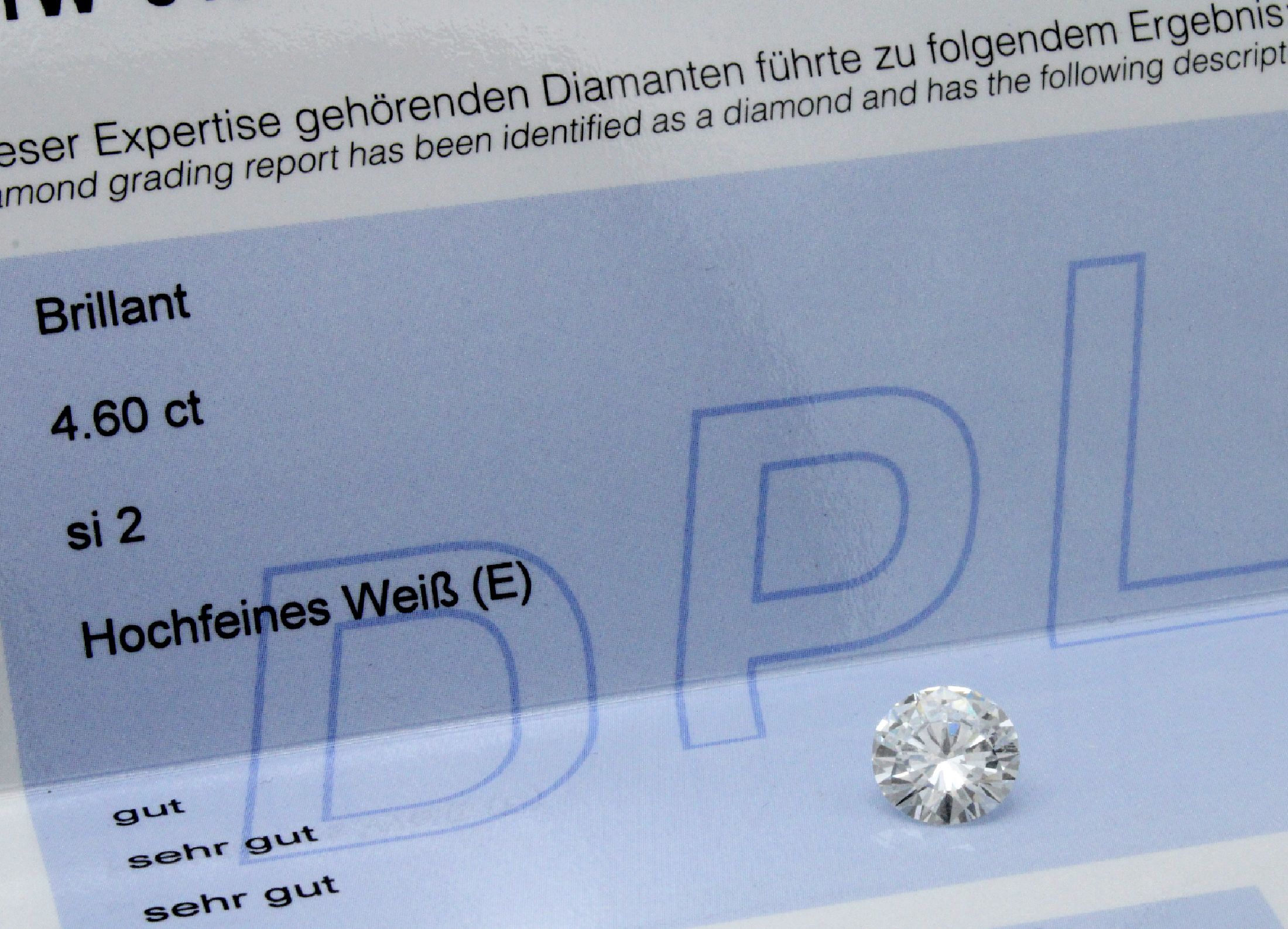 Loser Brillant 4.60 ct Hochfeines Weiß River (E)/si2, mit DPL-Expertise 08/22