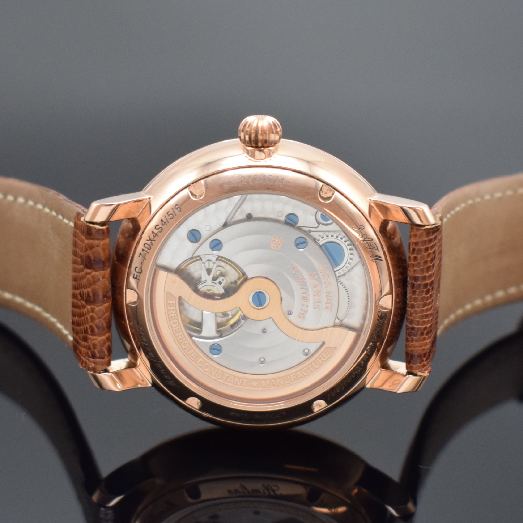 Detail d: FREDERIQUE CONSTANT Manufacture Maxime Herrenarmbanduhr Referenz FC-710X4S4/5/6, Schweiz um 2010, Automatik, beids. vergl., verg. Geh., Boden ...