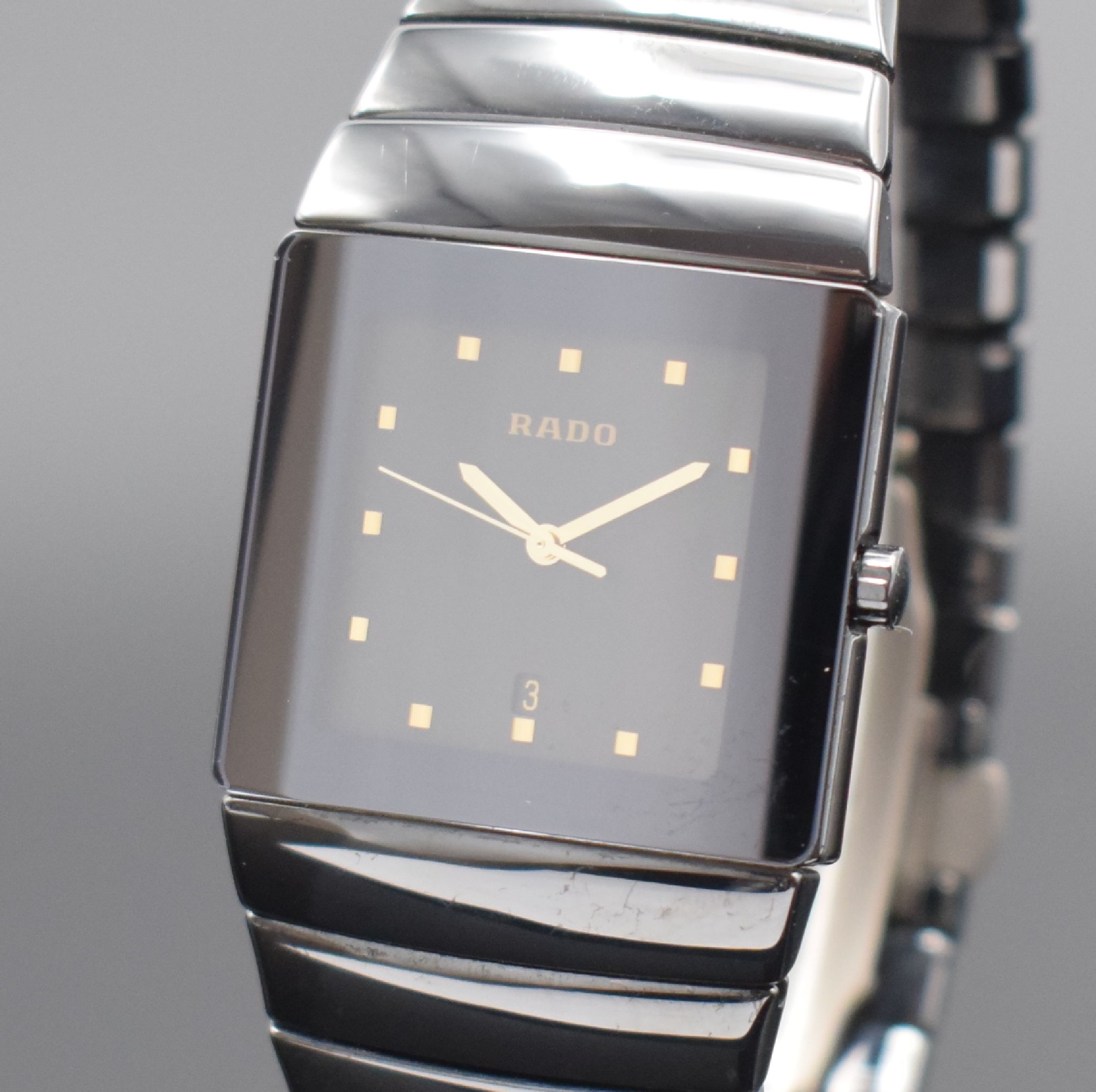 Detail a: RADO Herrenarmbanduhr Serie Diastar Referenz 152.0335.3, Schweiz um 2000, Keramikgeh. inkl. Gliederband m. dopp. Faltschl., quarz, Zifferblatt m. ...