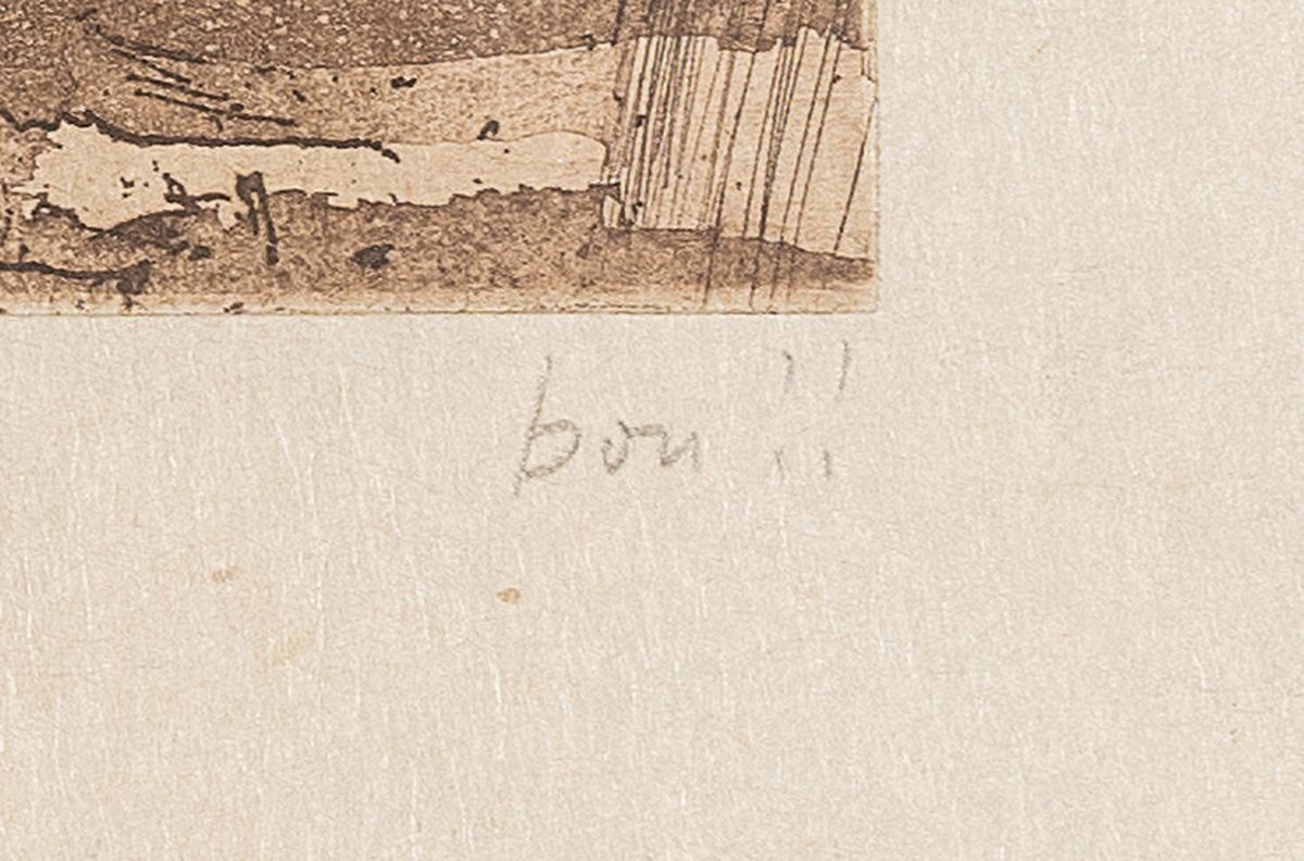 Detail a: Horst Janssen, 1929 - 1995, Radierung und kleine Bleistiftzeichnung auf Japanbütten,li. u. handsigniert mit "Ihr Janssen" und einer ...