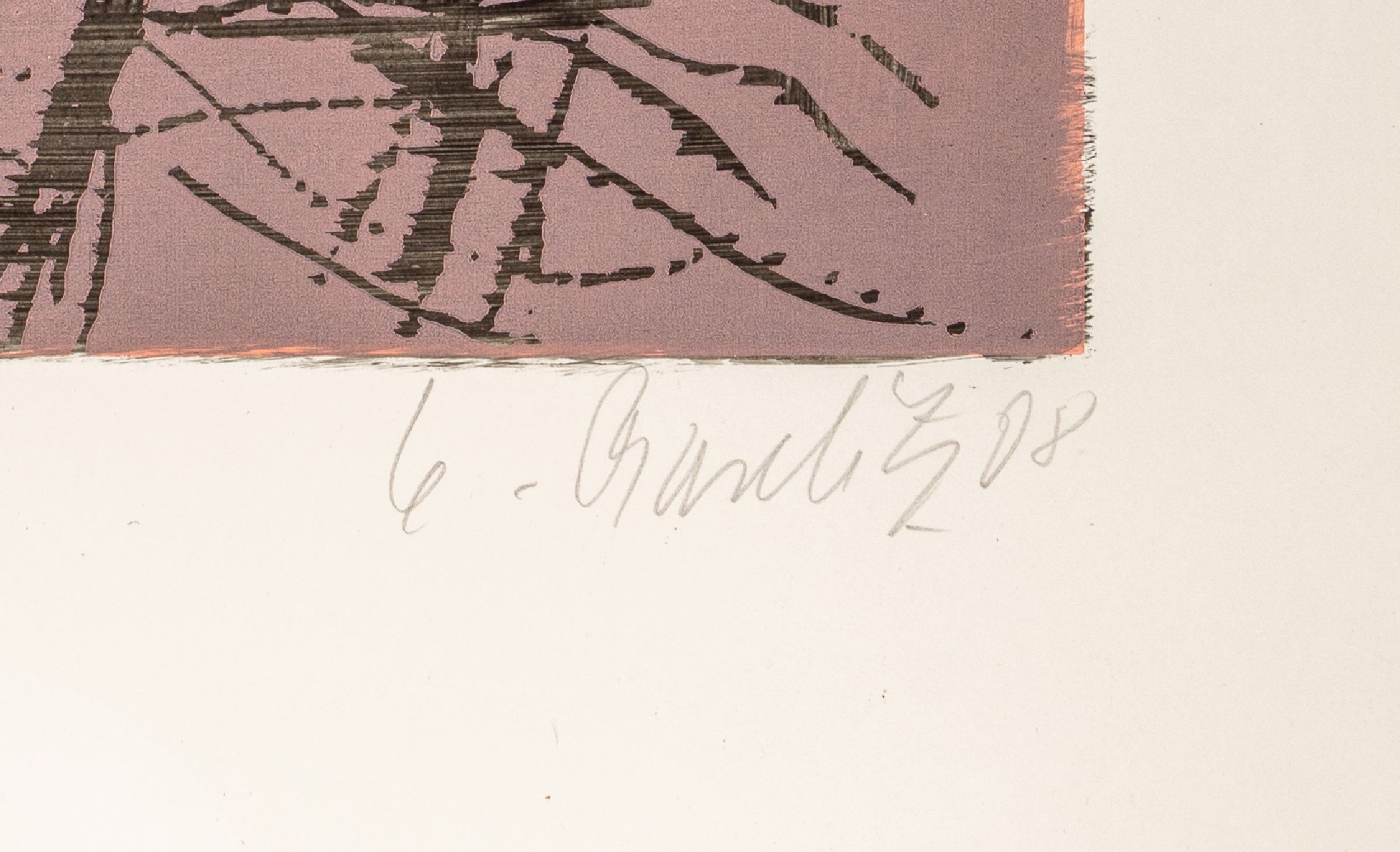 Detail a: Georg Baselitz, geb. 1938 Farbholzschnitt auf Papier, num. 11/12, aus 2008, dat. (20)08, handsigniert, seltener Farbholzschnitt, ca. 93 x 67 cm, ...
