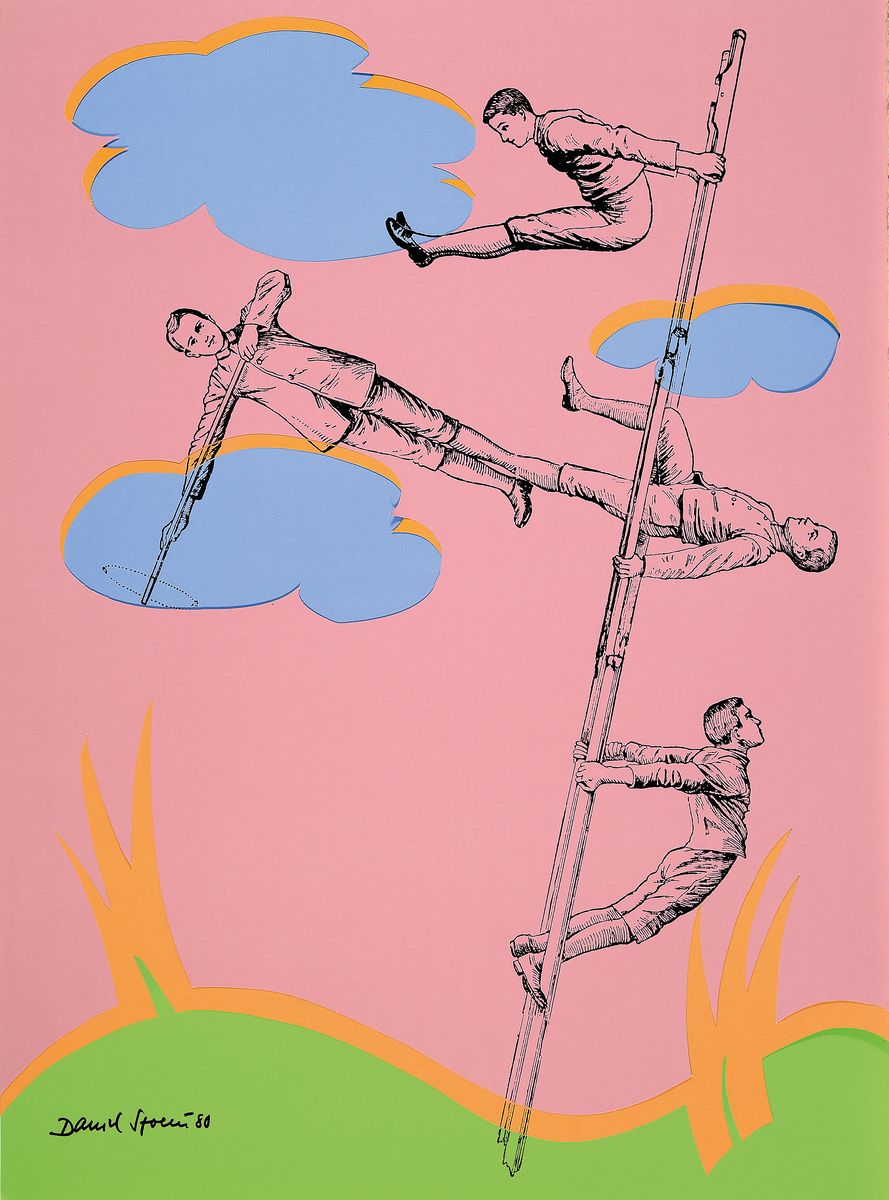 Daniel Spoerri, geb. 1930 3-lagige Stanzung/Collage auf 170gr/qm Mattpapier, Blatt nach Originalvorlage gestanzt, zusammengetragen und am Kopf ...