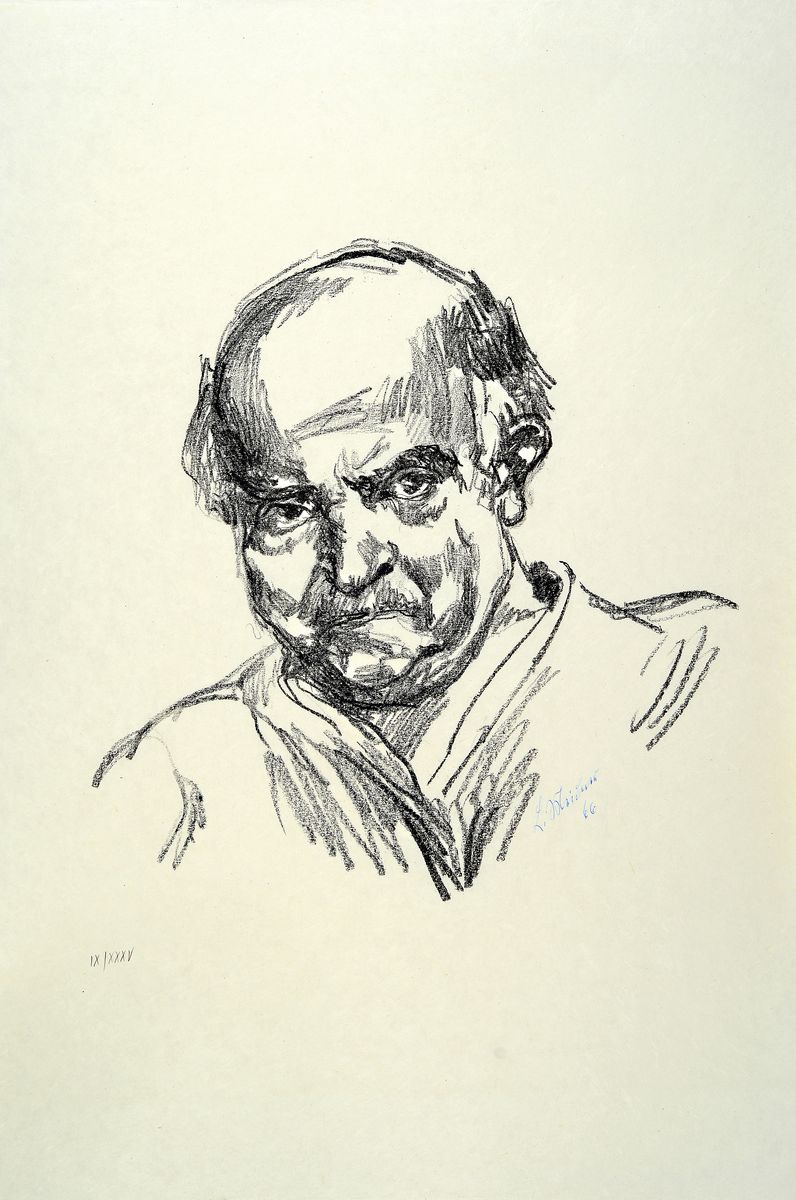 Ludwig Meidner, 1884 - 1966 Lithographie auf Japon nacré-Papier, Selbstbildnis, handsigniert, num. 9/35, aus 1965, Blattgr. ca. 76 x 53 cm