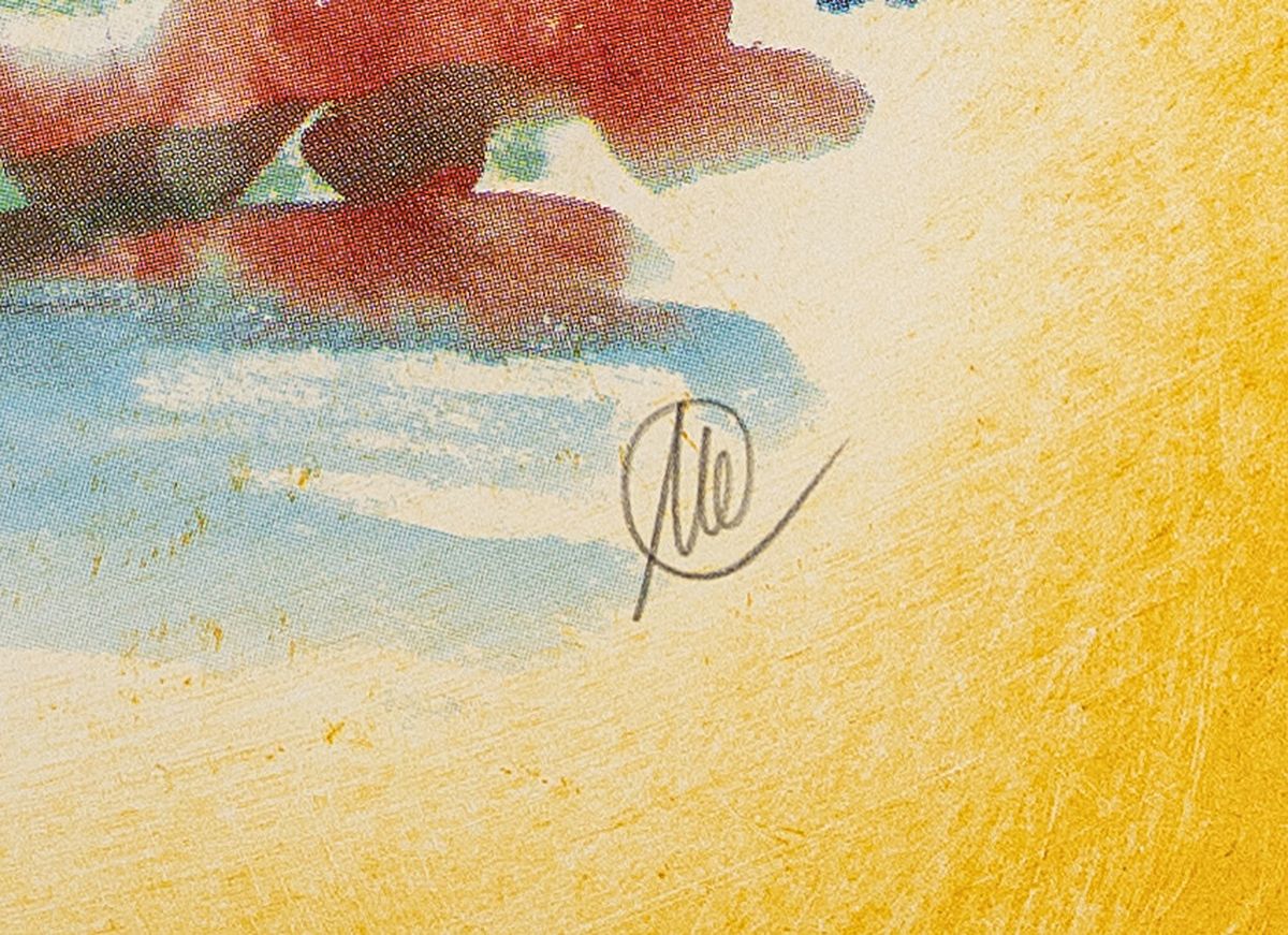 Detail a: Markus Lüpertz, geb. 1941, Acryl über Offsetlitho, Unikatcharakter aufgrund der Übermalung, unten re. monogrammiert, Blattgr. 44 x 64 cm, Rahmen ...