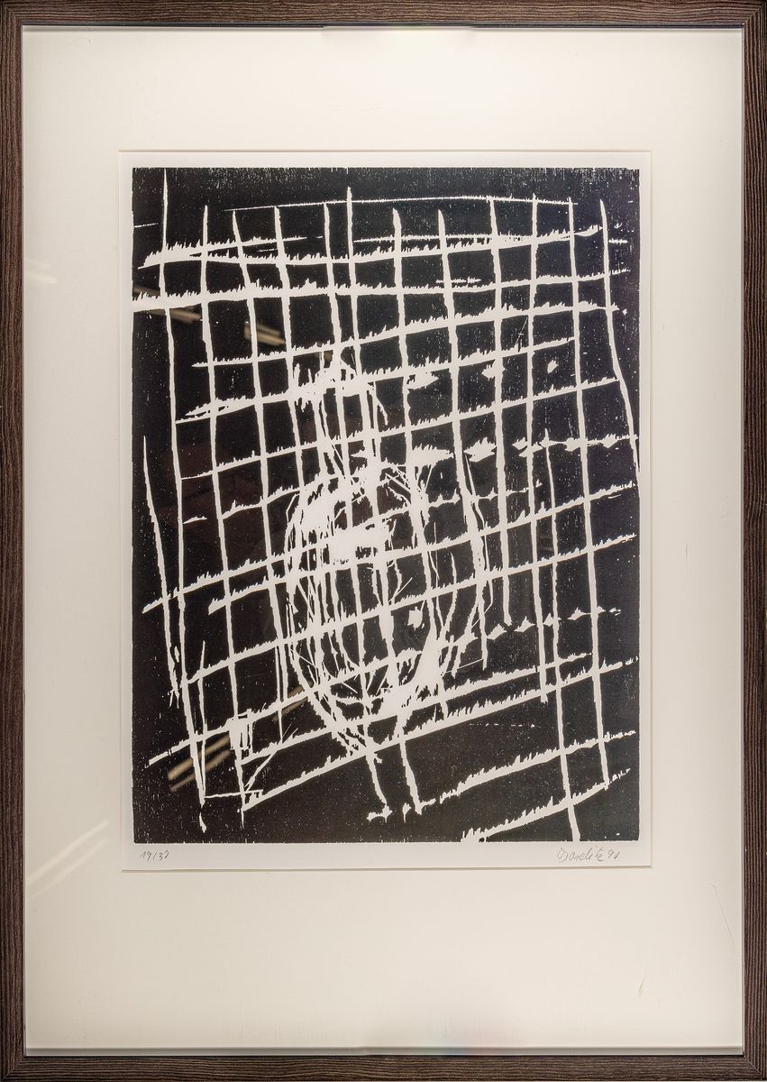 Detail k: Georg Baselitz, geb. 1938, "Dresdener Frau III", Holzschnitt mit sattem Druck auf Papier, handsigniert und num. 19/30, li. unten datiert ...