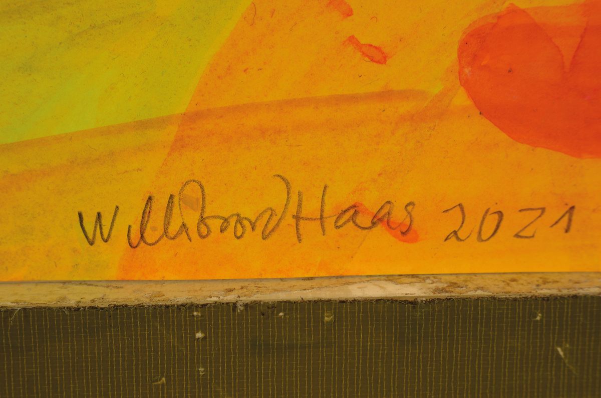 Detail a: Willibrord Haas, geb. 1936, Farbenprächtiges Aquarell auf dickem Büttenpapier, "abstrakte Komposition", handsigniert und dat. 2021, ca. ...