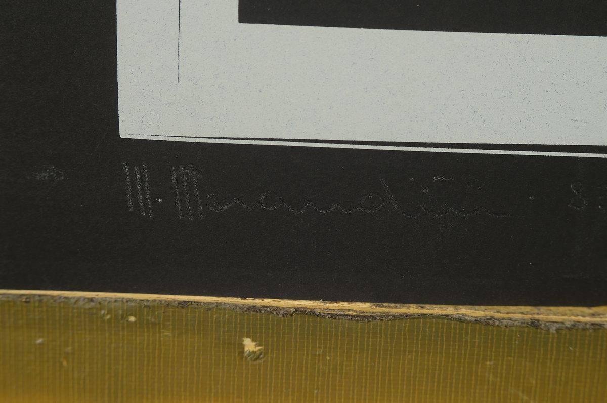 Detail a: Marcello Morandini, geb. 1940, Siebdruck auf Karton, "geometrische Komposition", re. u. handsigniert und datiert 1974, Blattgr. 68.5 x 68.5 ...