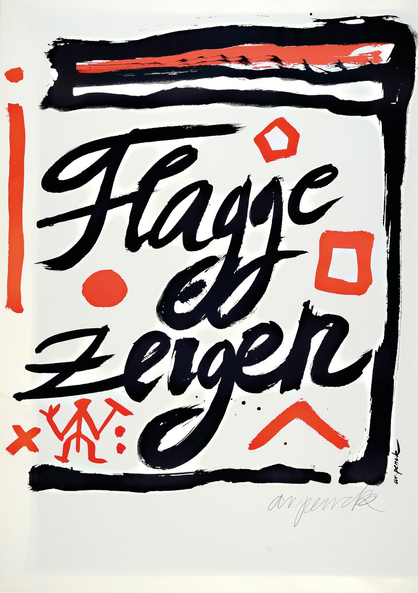 A.R. Penck, 1939 - 2017 Dresden, Offset, handsigniert, aus 1995, Auflage 35, 84 x 59.5 cm