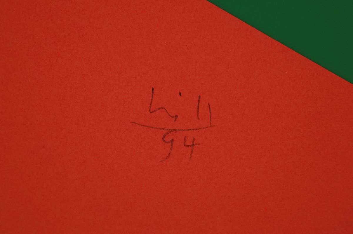 Detail a: Max Bill, geb. 1939 in Berlin,"Flagge zeigen", Siebdruck auf festem Karton, aus 1995, num.32/35, aus 1995, 84 x 59.5 cm