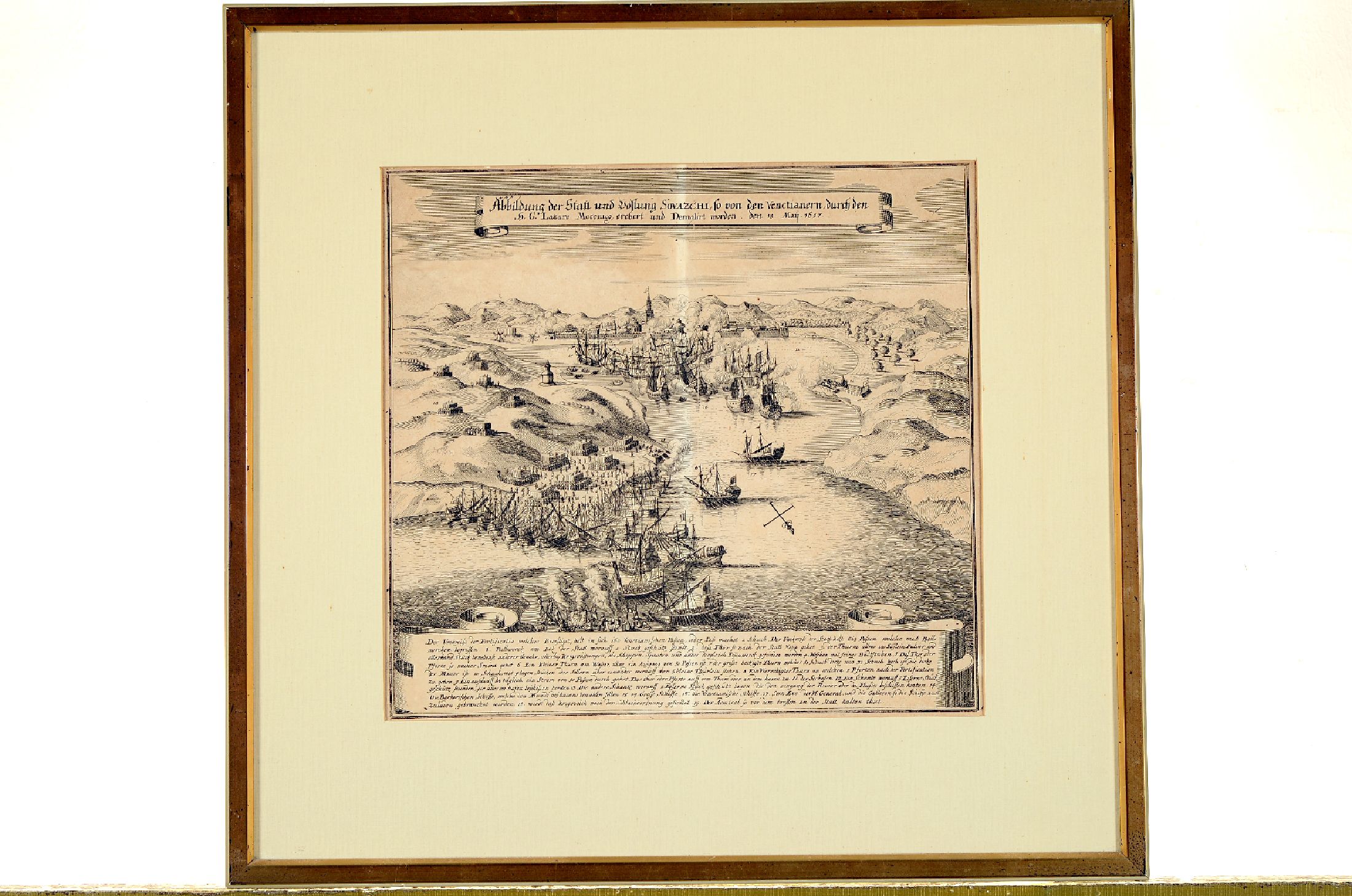 Detail a: Matthäus Merian, 1593 - 1650, zwei Kupferstiche: "Frieden Unterschreibung in Nürnberg" und "Abbildung der Statt und Vöstung ...