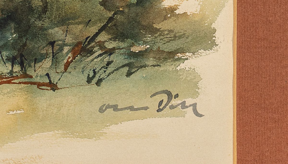 Detail a: Otto Dill, 1884 Neustadt-1957 Bad Dürkheim, rastende Bauern, Aquarell auf Papier, re. unten signiert, aus den 1930er Jahren, PP-Ausschnitt ca. 36 x ...