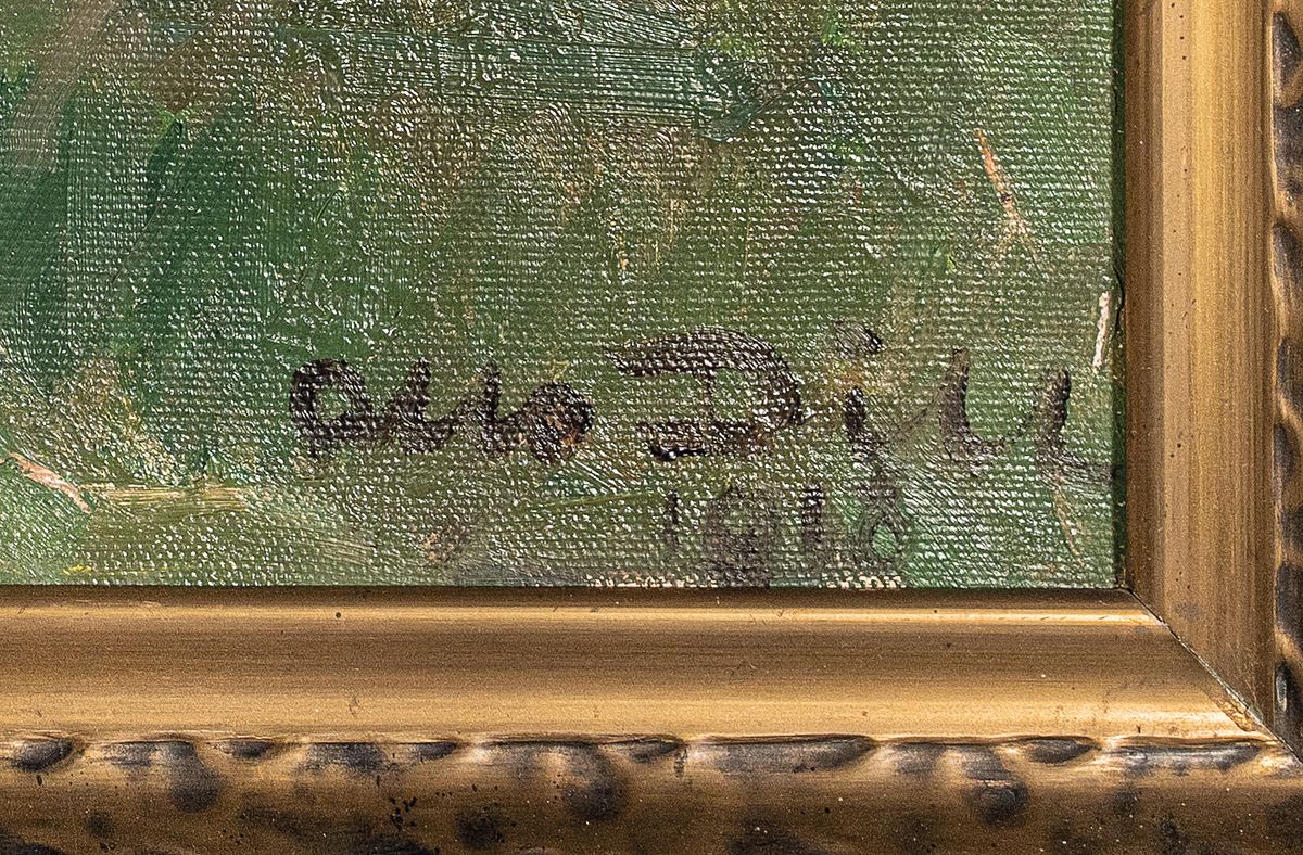 Detail a: Otto Dill, 1884 Neustadt-1957 Bad Dürkheim, Studium an der AK München, Meisterschüler von Heinrich v. Zügel, "Am Zaun, 1917" so auf ...