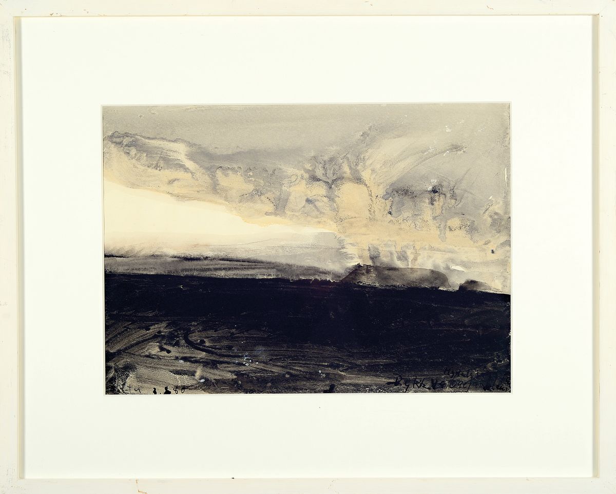 Detail k: Klaus Fußmann, geb. 1938, Gouache auf dicken Aquarellbütten, handsigniert und dat. 1980, Anicht einer Insel vor Ecuador, wo sich Fußmann zu ...