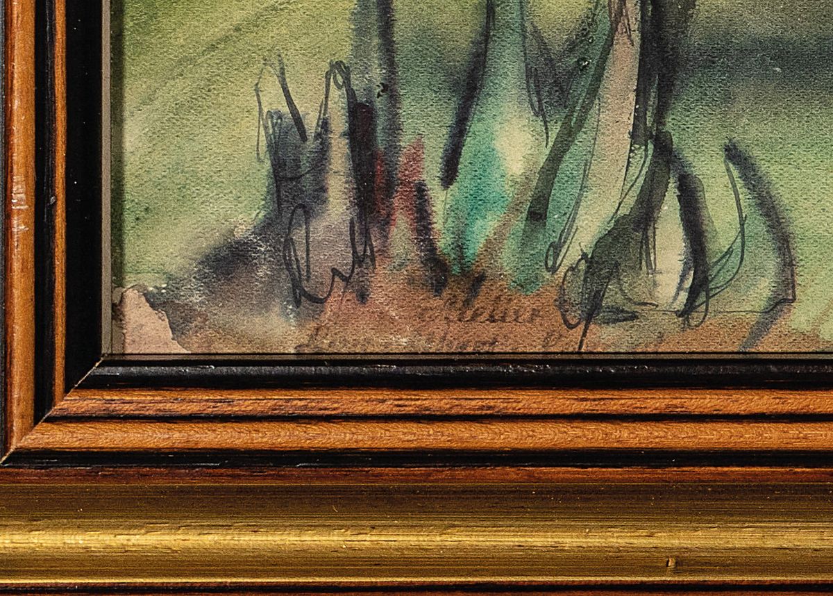 Detail a: Loulou Albert-Lasard, 1885 Metz-1969 Paris, "Italienische Landschaft", Aquarell auf Papier, unten links mit dem Atelierstempel der ...