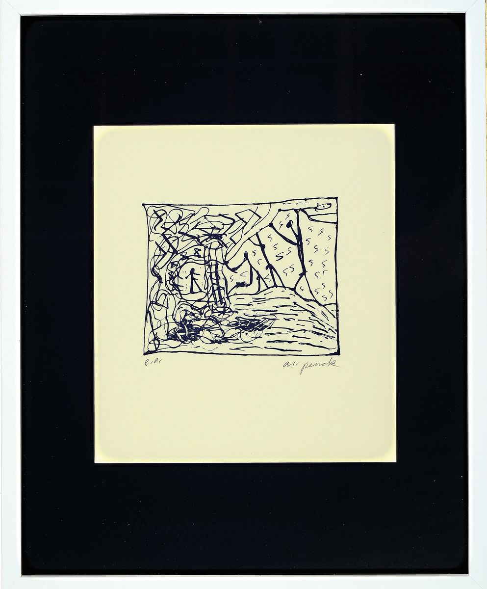Detail k: A.R. Penck, 1939 - 2017, Siebdruck auf Papier, handsigniert und bezeichnet "e.a."(Künstlerexemplar), aus einer Auflage von 99 Exp., aus ...