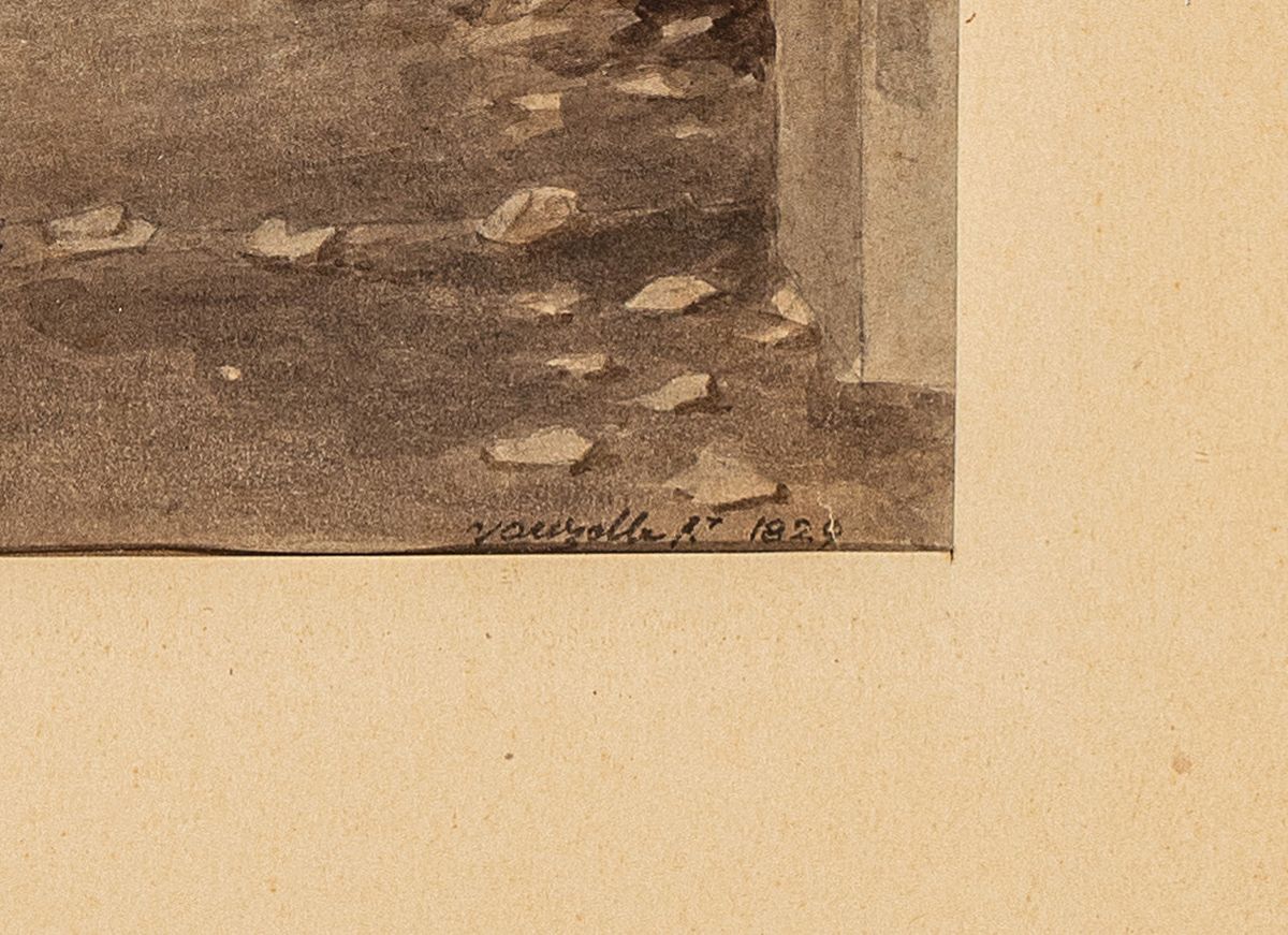 Detail a: Jean-Lubin Vauzelle, 1776 - 1834, Aquarell auf Papier, "Rom, Blick auf das Colosseum", unten re. handsigniert und dat. 1929, Blattgr. ca. ...