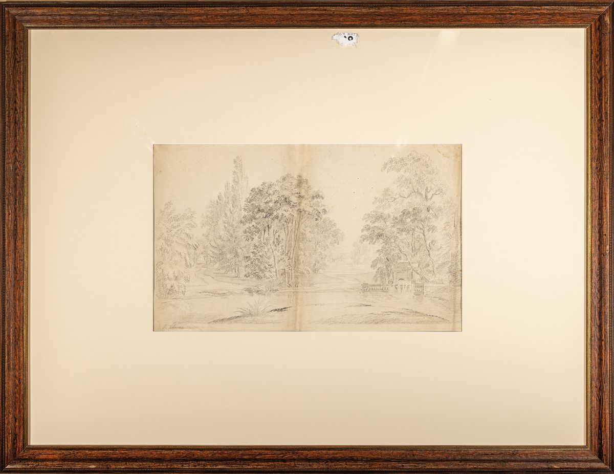 Detail k: Michael Neher, 1798 München - 1876, deutscher Biedermeiermaler, bekannt für seine Kostümstücke und Landschaften, hier Schloßparkansicht, ...