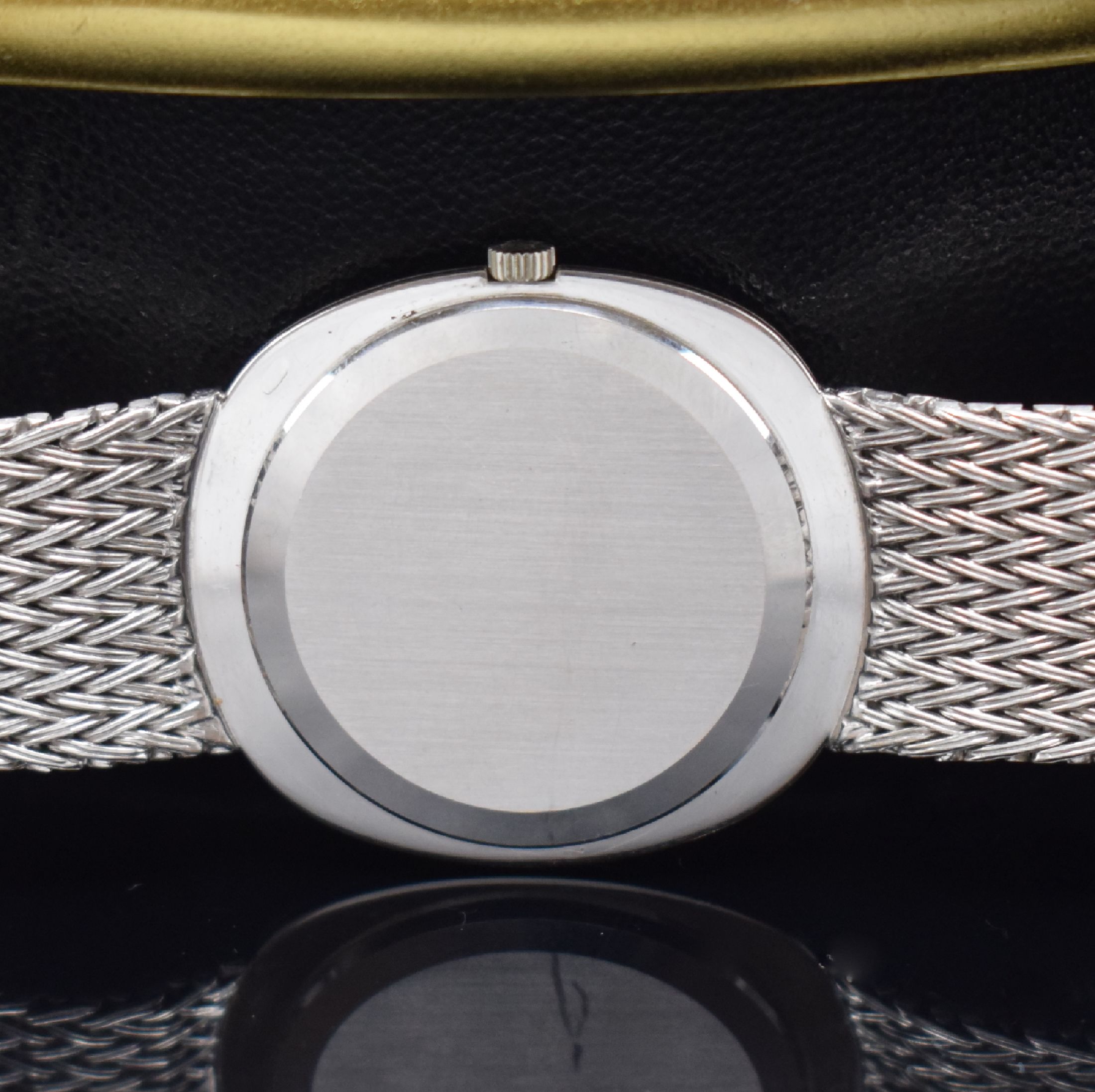Detail e: PATEK PHILIPPE feine Herrenarmbanduhr Ellipse d´Or Referenz 3589/1, Automatik, Schweiz um 1970, 3-teil. WG 750/000 Geh. inkl. verlängerten orig. ...