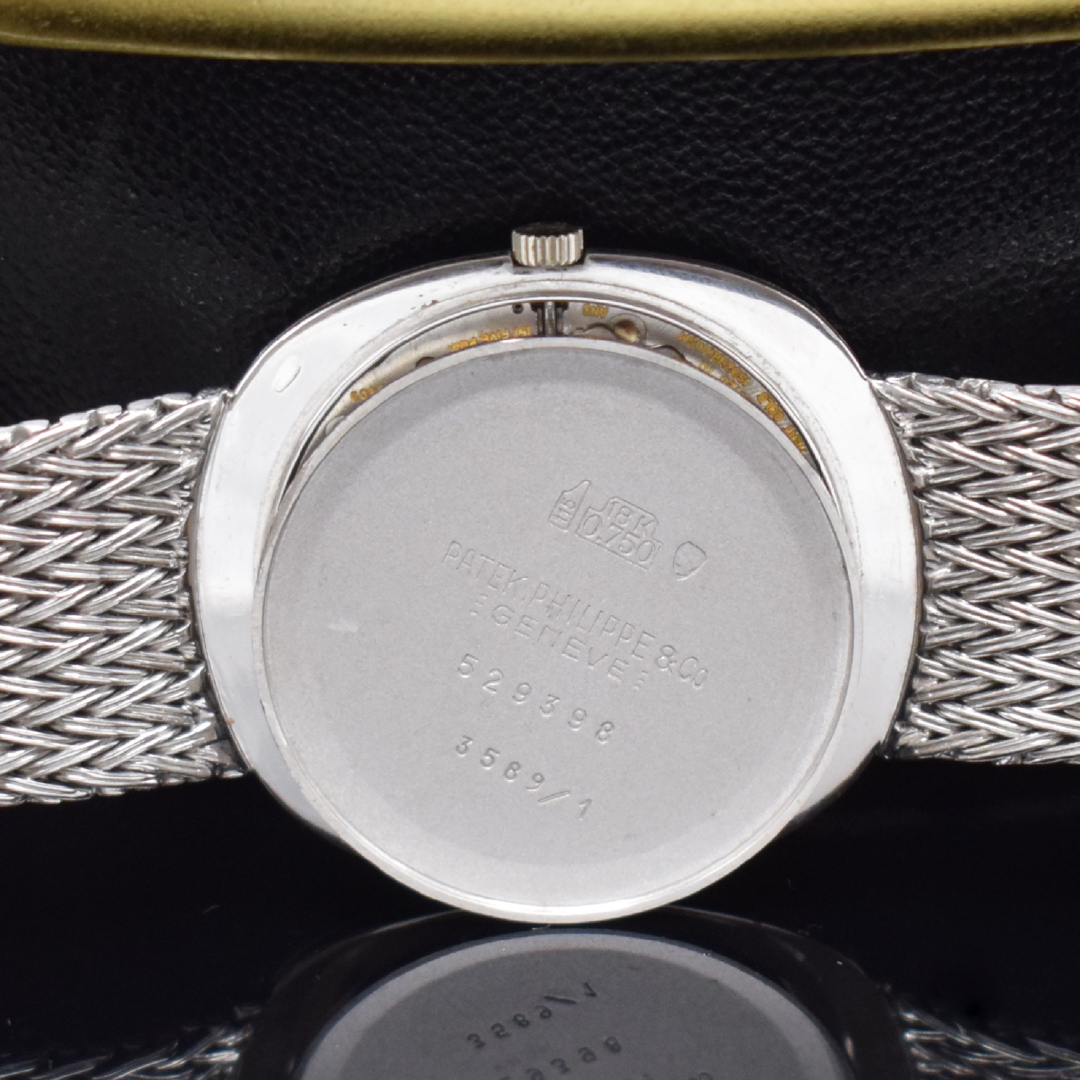 Detail h: PATEK PHILIPPE feine Herrenarmbanduhr Ellipse d´Or Referenz 3589/1, Automatik, Schweiz um 1970, 3-teil. WG 750/000 Geh. inkl. verlängerten orig. ...