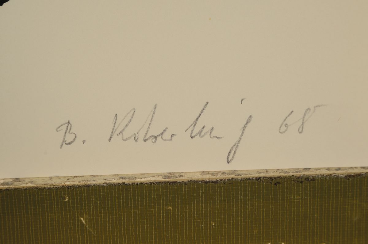 Detail a: Bernd Koberling, geb. 1938 in Berlin, Siebdruck auf dickem Büttenpapier, handsigniert und num. 54/100, aus 1968, ca. 38 x 64 cm