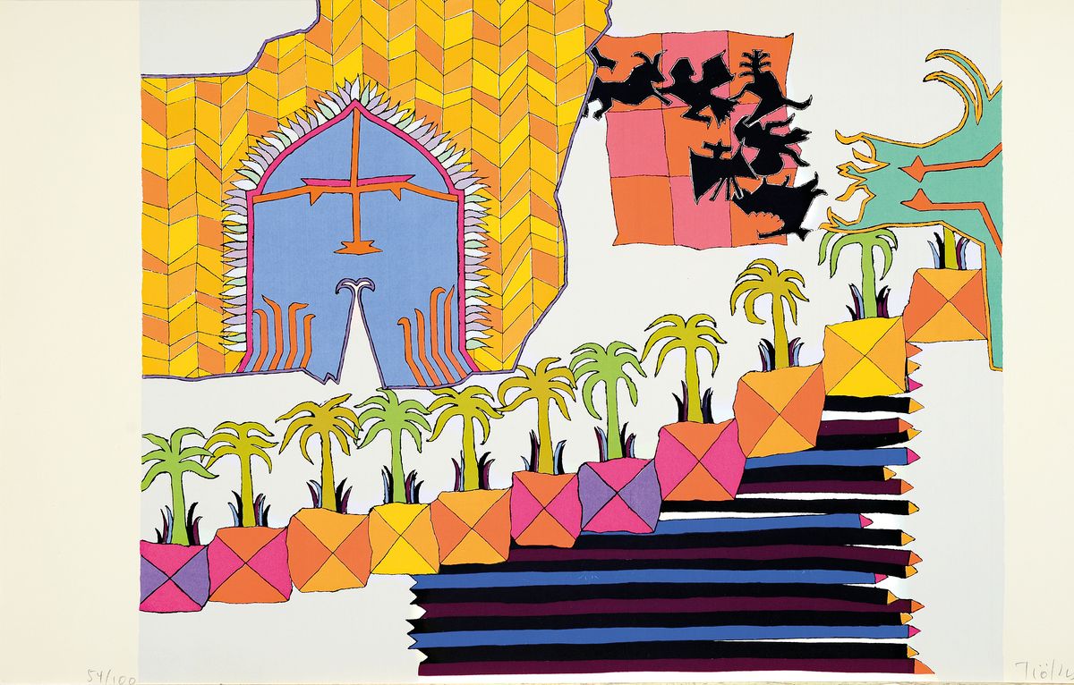 Heinz Trökes, 1913-1997, Siebdruck auf festem Velin, handsigniert u. num. 54/200, aus dem Jahre 1968, 38x64 cm, Heinz Trökes war ein bekannter ...