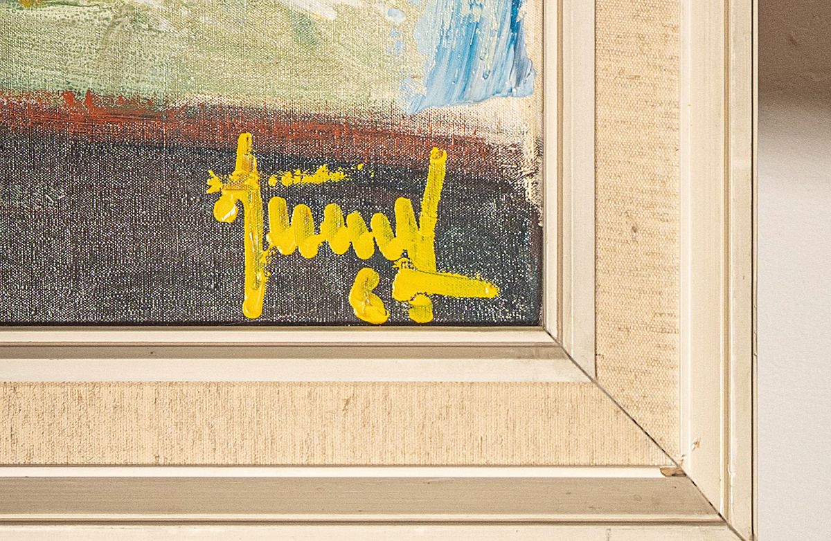 Detail a: Georg Zeuner, 1923 Dresden - 2011 Speyer, großes Blumenstillleben, Öl/Lwd, re. u. signiert, ca. 100 x 80 cm, Rahmen ca. 113 x 91.5 cm, Gebr.spuren
