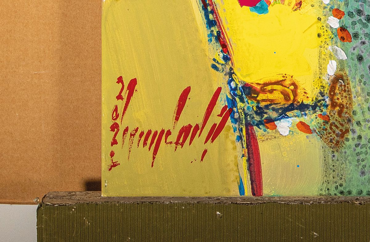 Detail e: Abbas al Mosawi, geb. 1952, vier Porträts, Acryl/Lwd, signiert und dat. 2021, ca. 70 x 70 cm, Abbas Al-Mosawi zählt zu den bekanntesten ...
