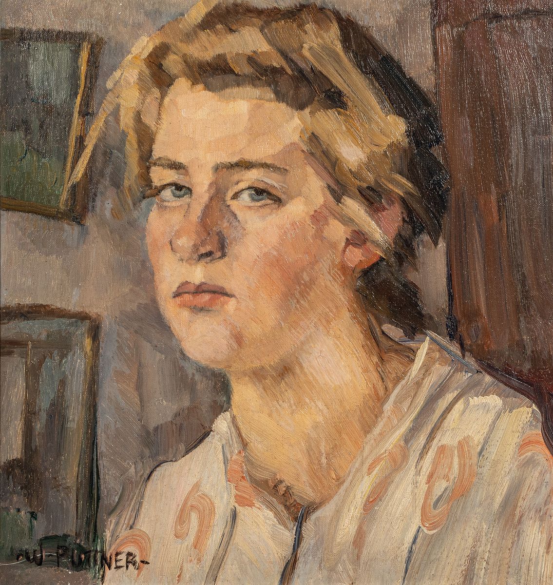 Walther Püttner, 1872 Leipzig - 1953 Bad Aibling, Studium an der Akademie München, Mädchenbildnis, Dreiviertelprofil, links untensigniert, ...