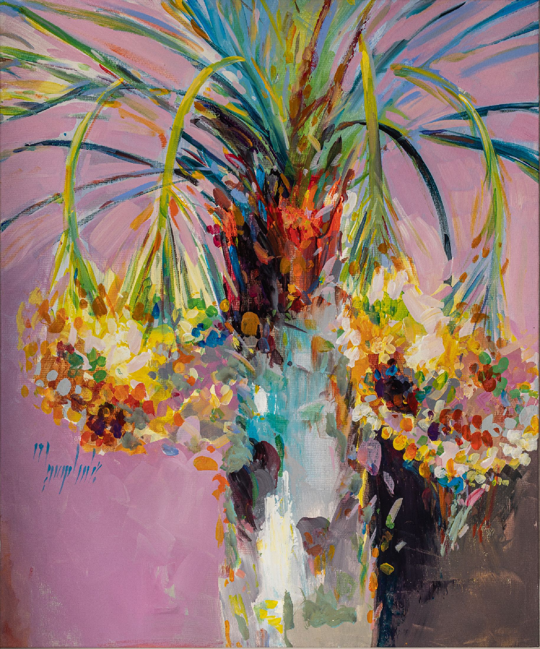 Abbas al Mosaswi, geb. 1952, Palme, Acryl/Lwd, signiert, ca. 120 x 99 cm, Abbas Al-Mosawi zählt zu den bekanntesten zeitgenössischen Künstlern des ...