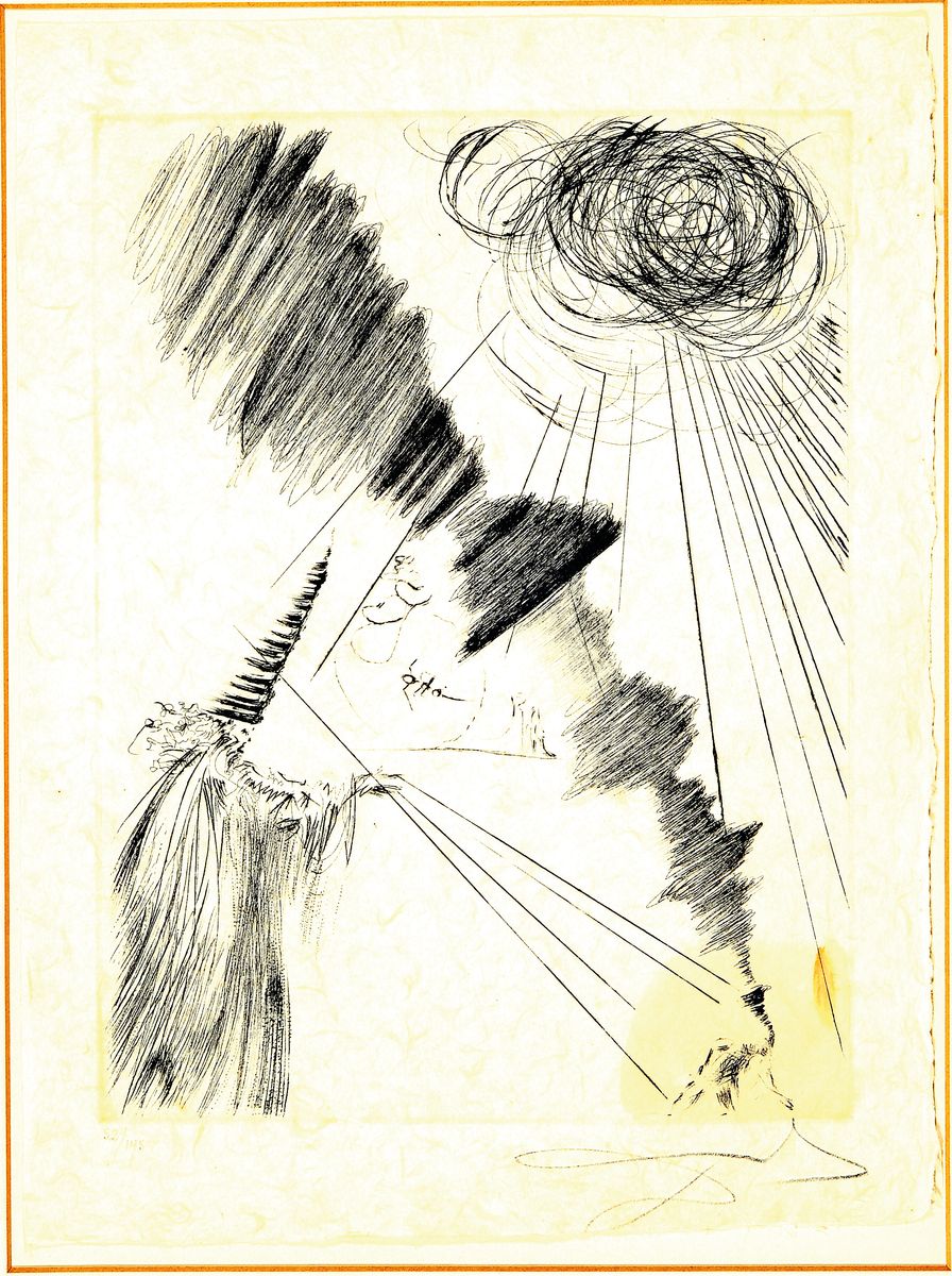 Salvador Dali, 1904 Figueras - 1989, "Femme au clown", 1968/69, aus der Serie Faus (La Nuit de Walpurgis), Kaltnadelradierung, ...