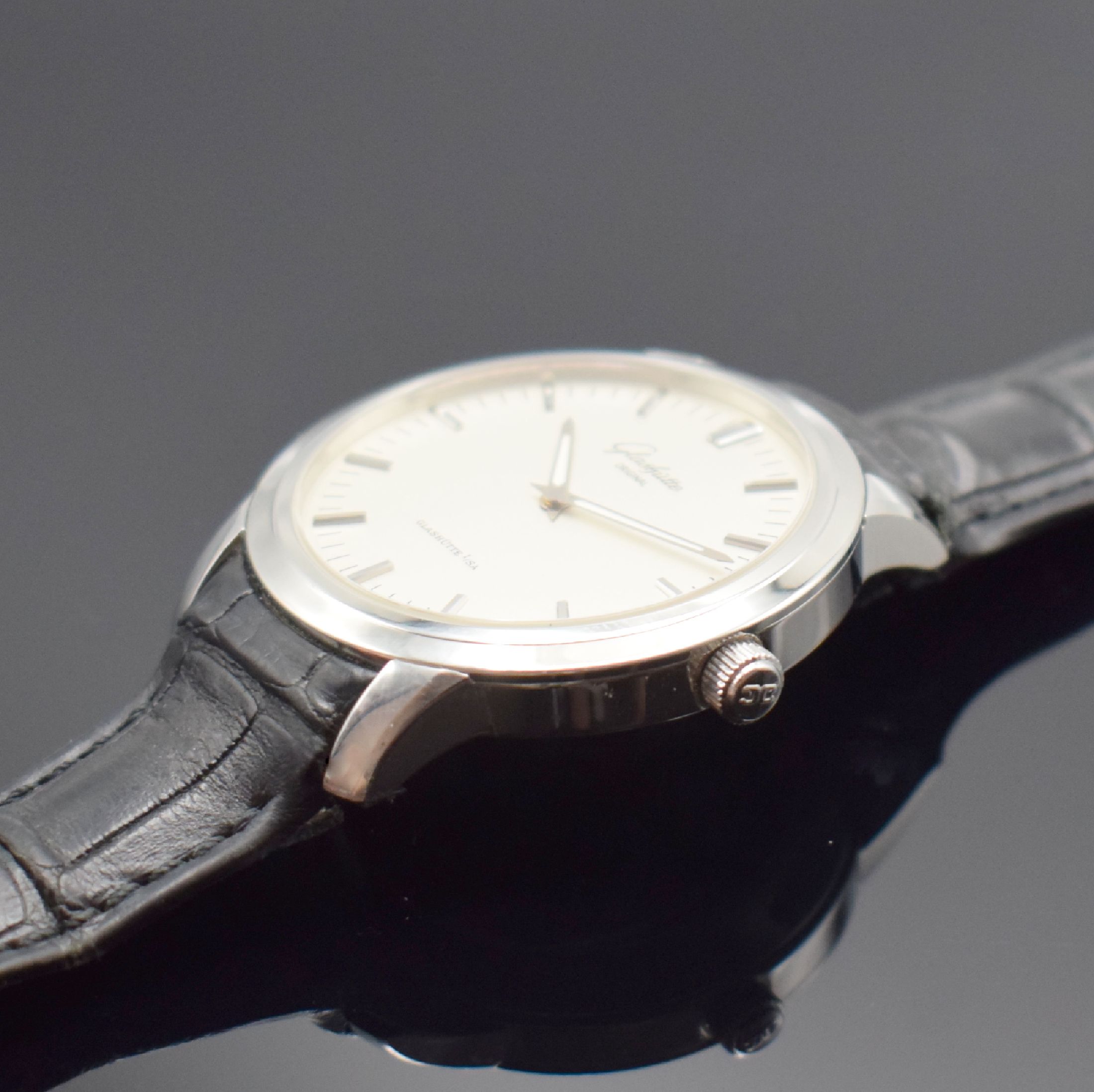 Detail c: GLASHÜTTE ORIGINAL Herrenarmbanduhr Senator Referenz 100-08-03-02-04, Automatik, Edelstahlgeh. inkl. orig. Lederband m. dopp. Faltschl., beids. ...