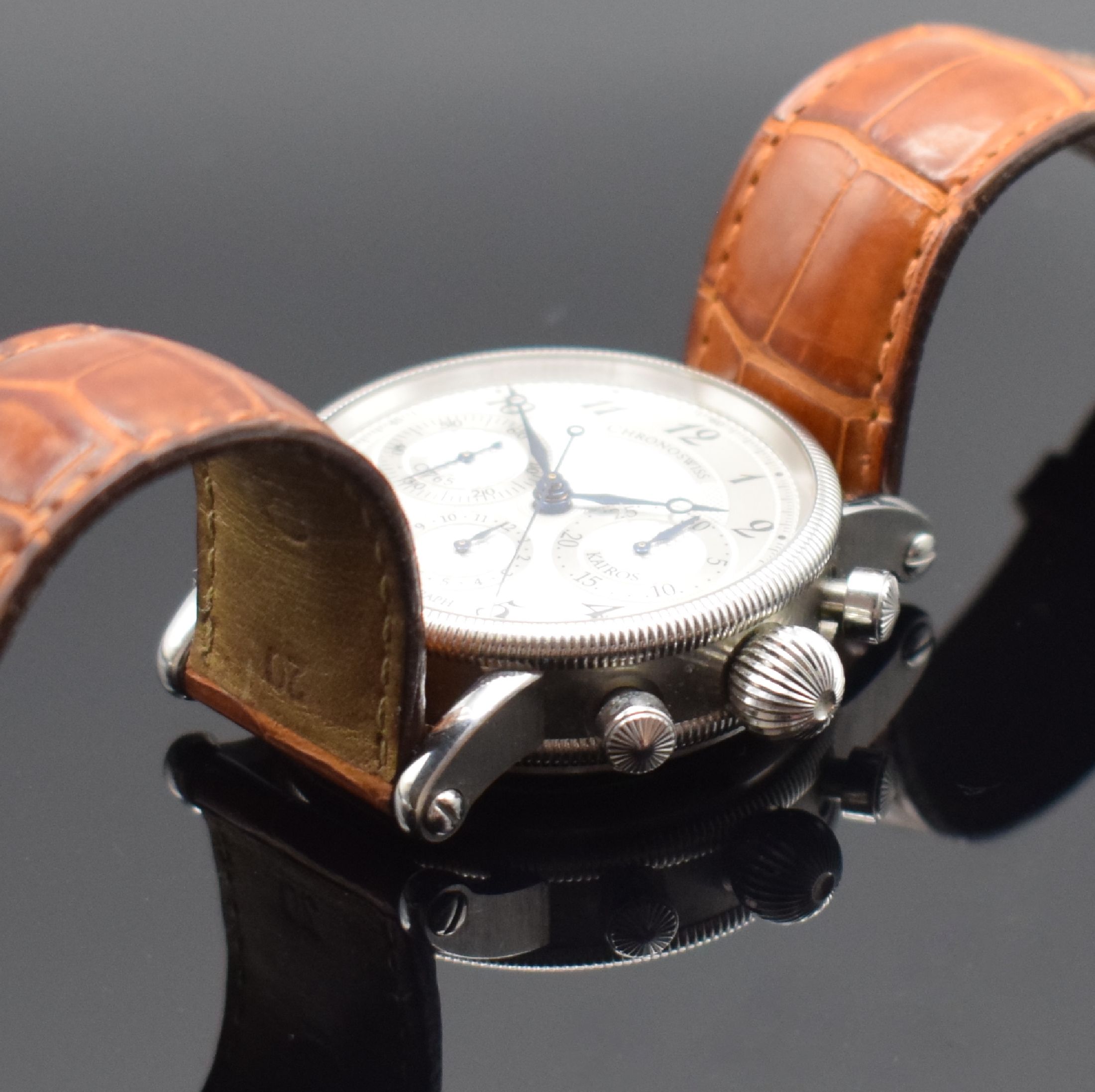 Detail c: CHRONOSWISS Armbandchronograph Kairos Referenz CH 7523 K, Automatik, Schweiz um 2005, Edelstahlgeh. inkl. orig. Lederband m. orig. Dornschl., beids. ...