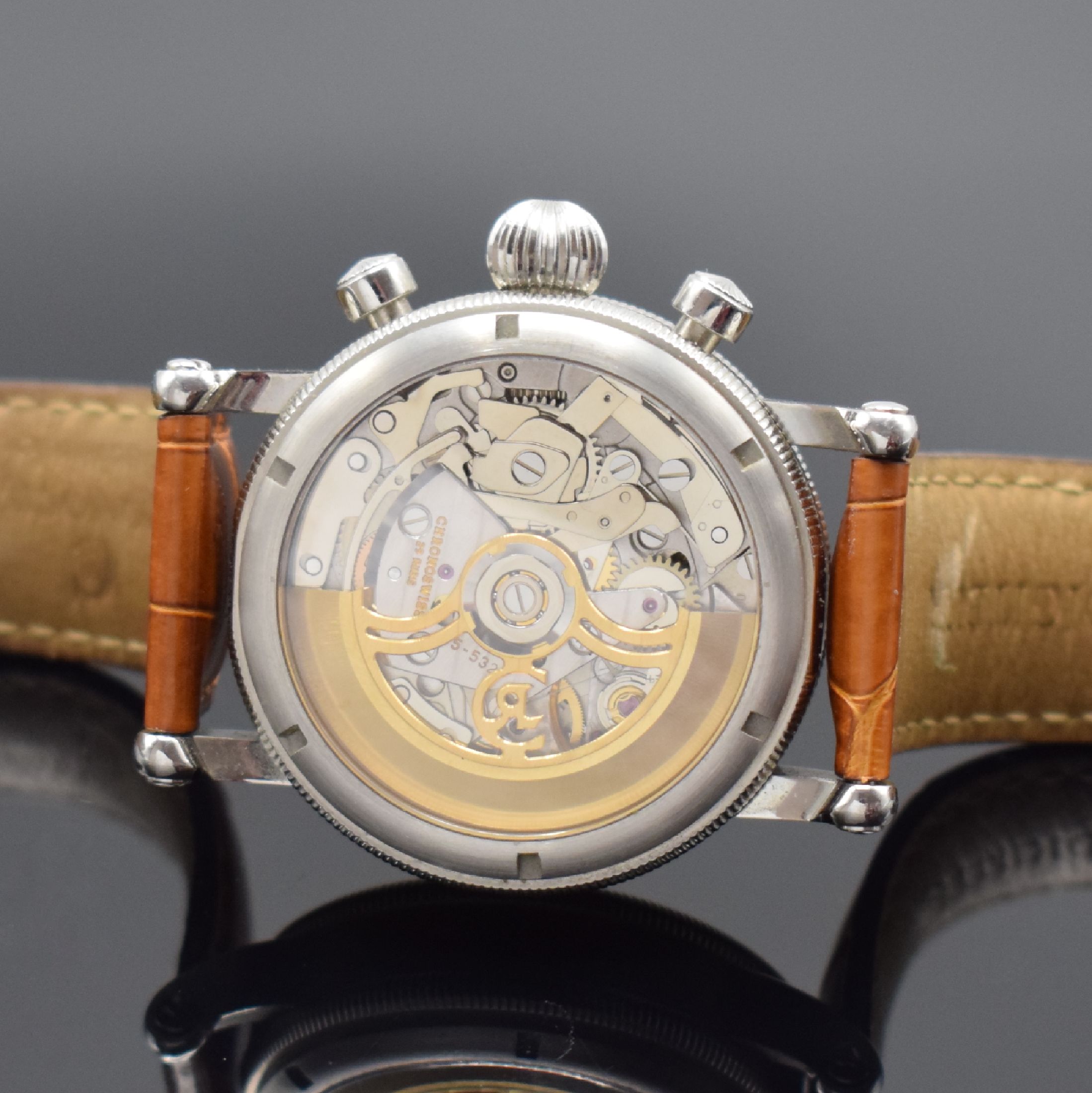 Detail d: CHRONOSWISS Armbandchronograph Kairos Referenz CH 7523 K, Automatik, Schweiz um 2005, Edelstahlgeh. inkl. orig. Lederband m. orig. Dornschl., beids. ...