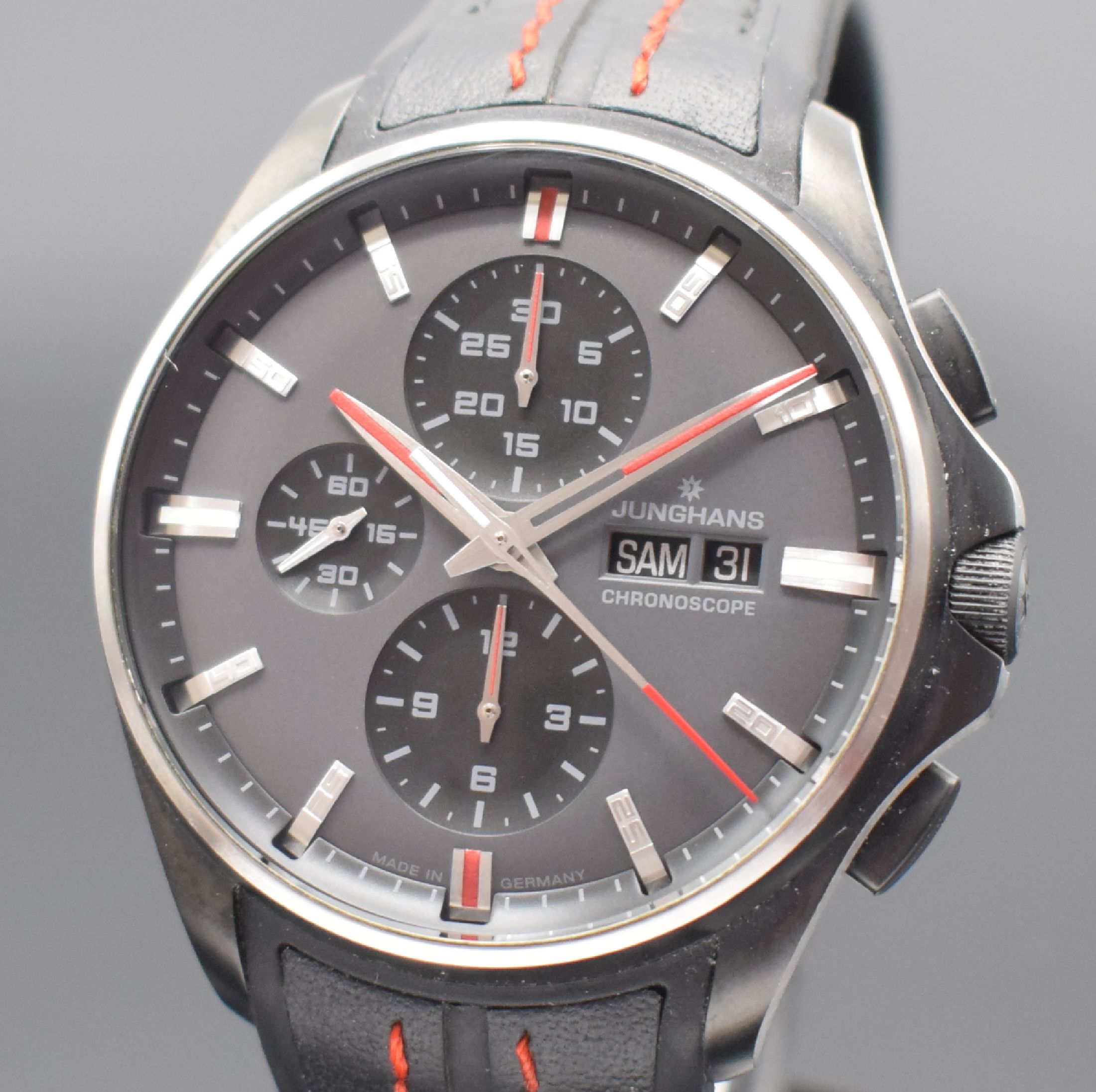 Detail a: JUNGHANS auf 888 Stück limitierter Armbandchronograph Meister S Chronoscope Referenz 027/4025.00, Automatik, PVD beschichtetes Edelstahlgeh. inkl. ...